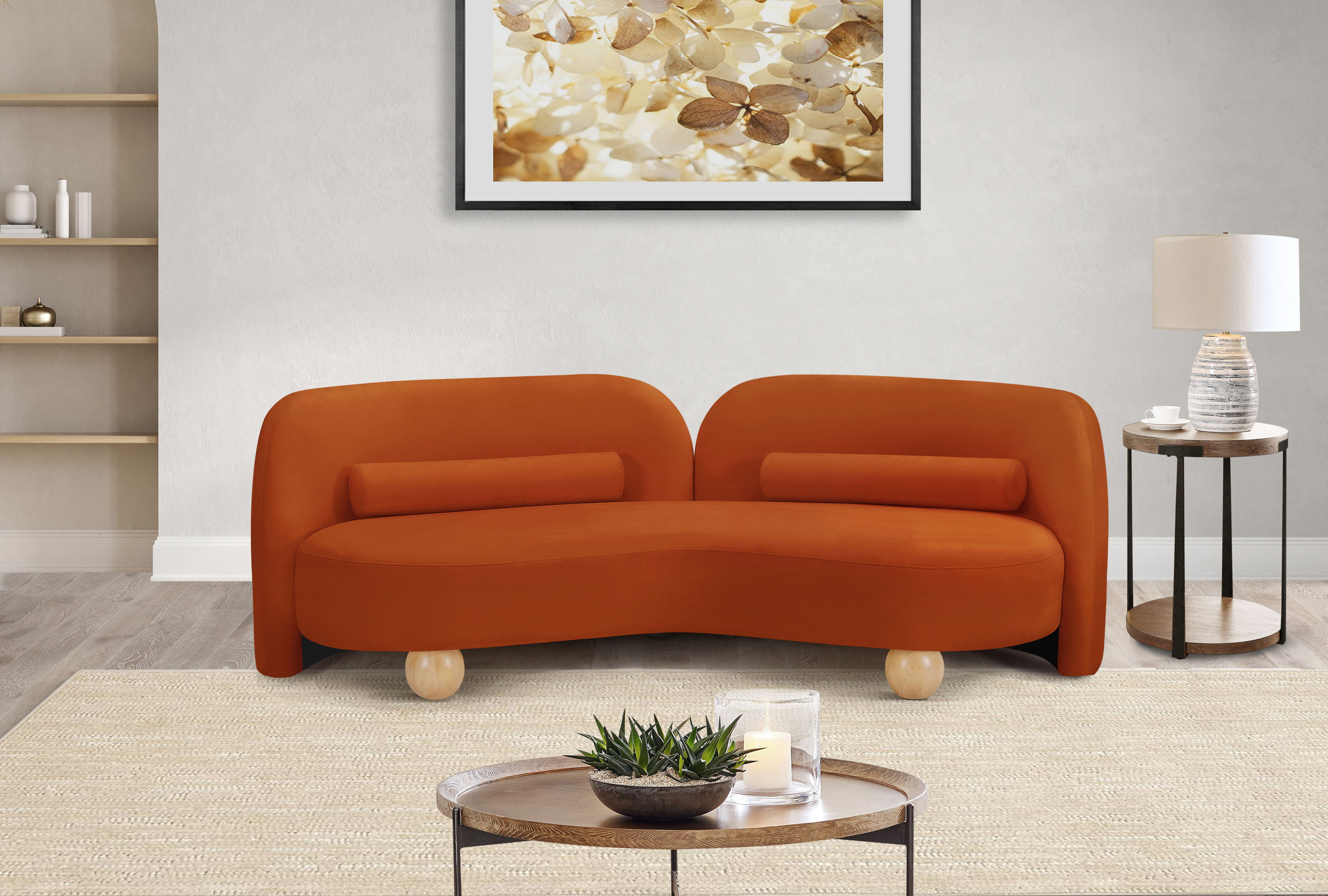 Daphne - Velvet Sofa - Cognac