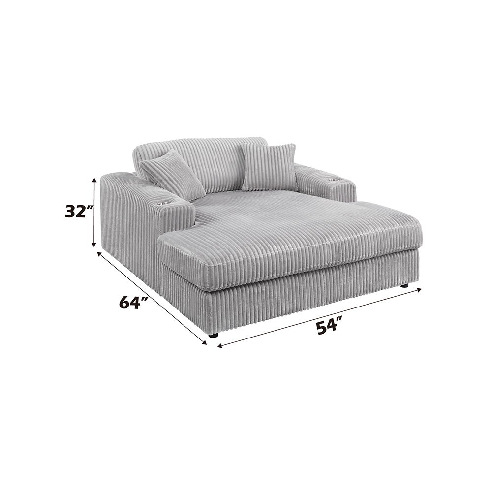 Hilde - Chaise With 2 Pillows - Light Gray Corduroy, light gray, view 5