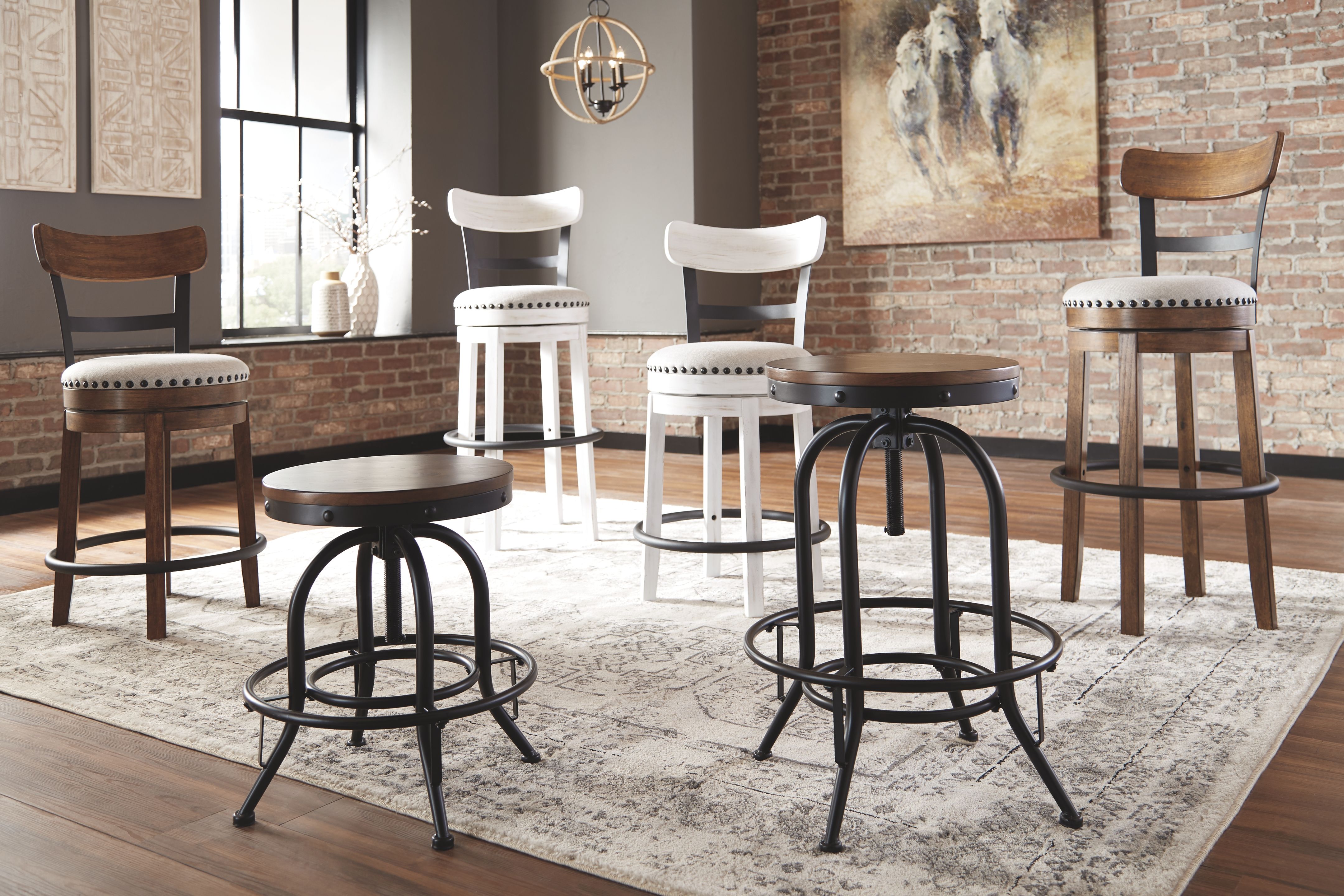 Valebeck - Tall UPH Swivel Barstool - White