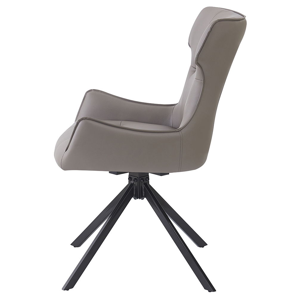 Damita - Camel Synthetic Leather Side Chair With Swivel (Set of 2) - Gray & Black Finsh, gray, view 3