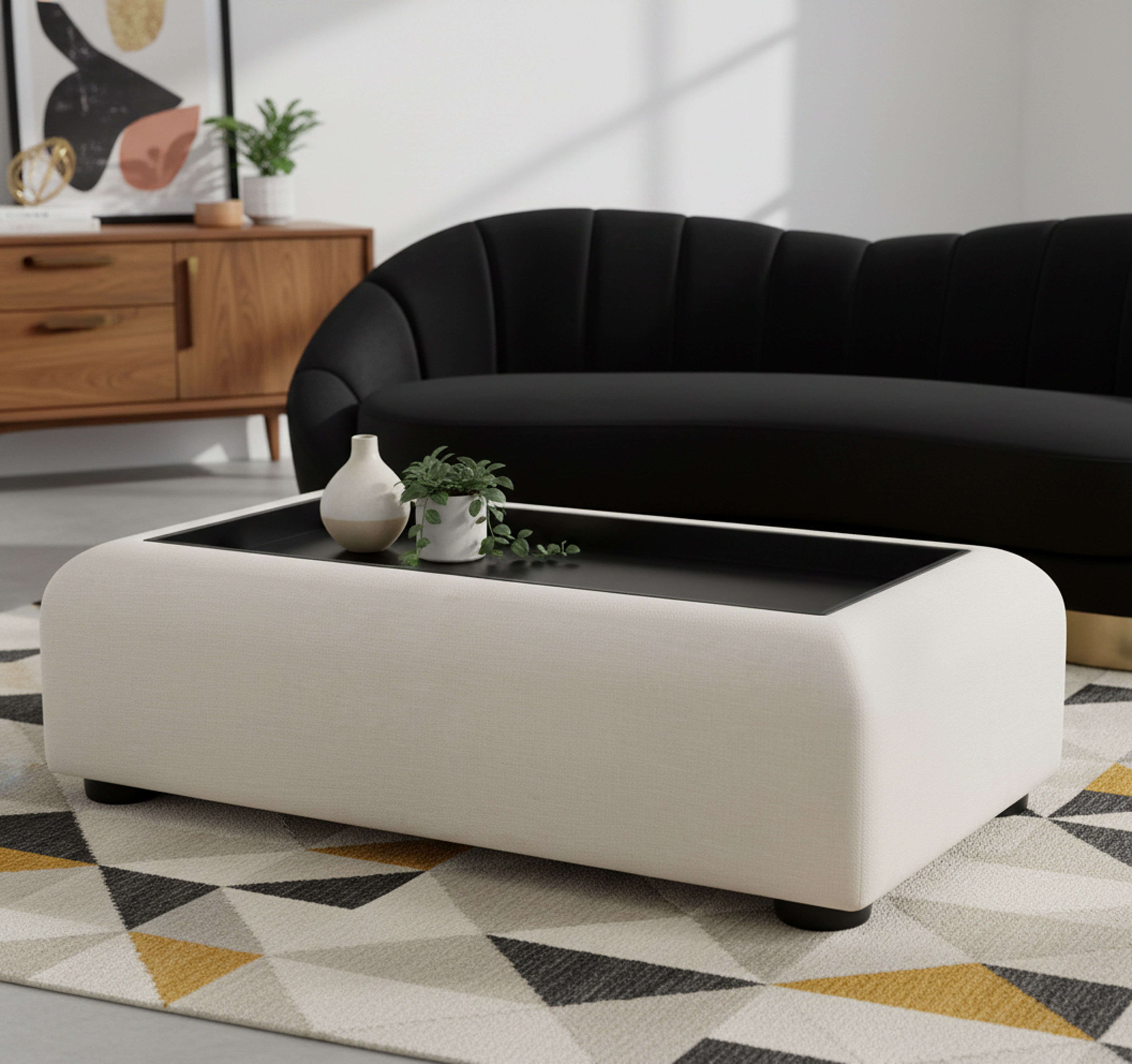 Diana - Fabric Coffee Table - Cream