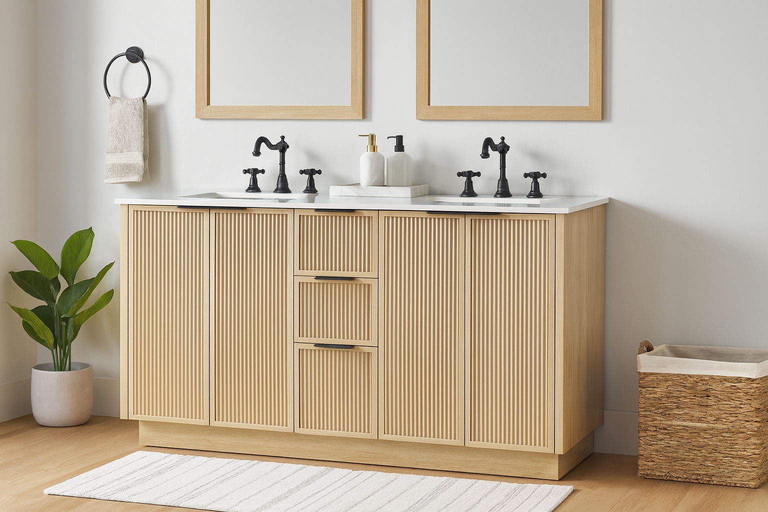Willard - Engineered Stone And Solid Wood 60" Bathroom Vanity - Natural