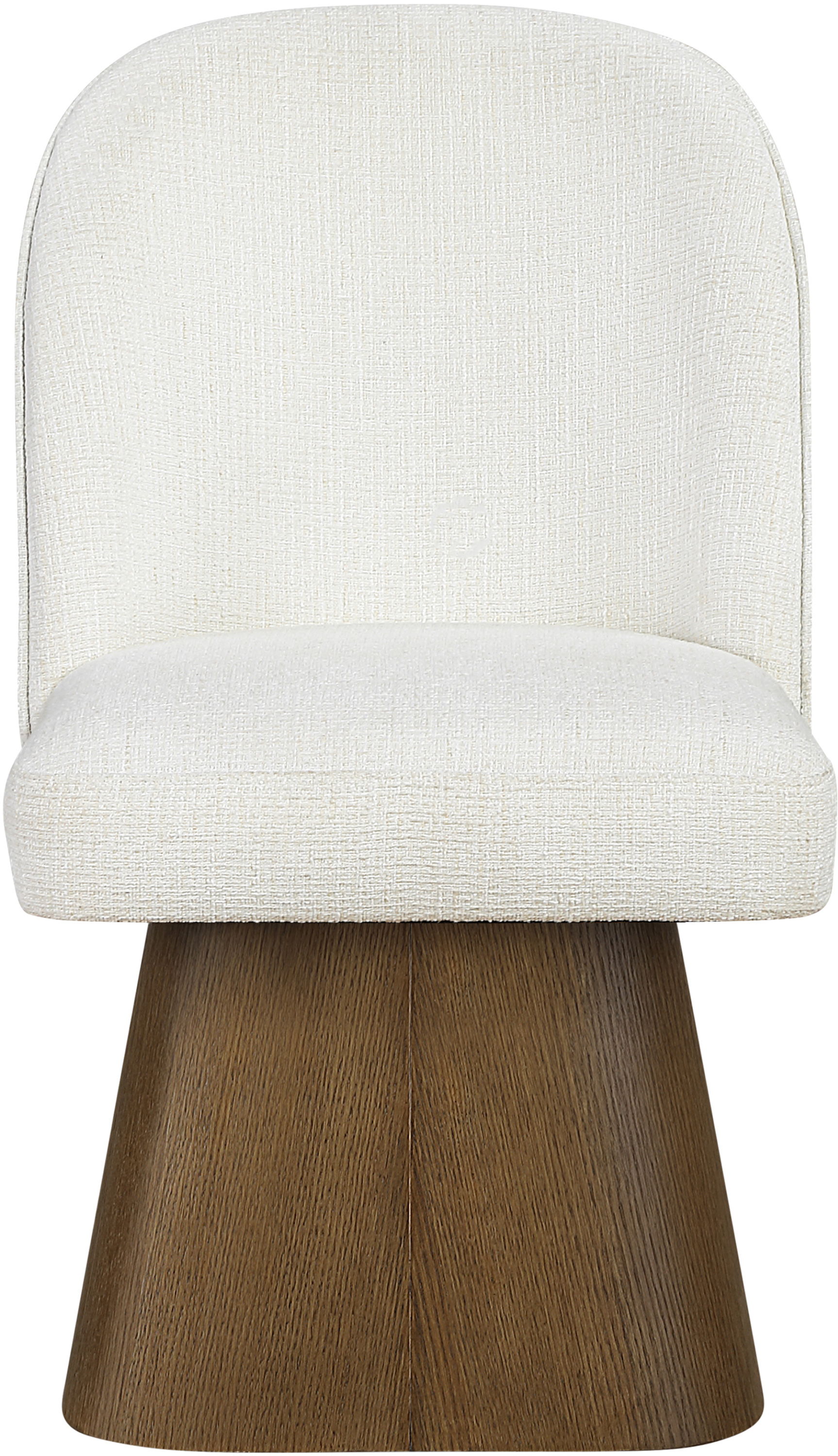 Marlowe - Linen Textured Fabric Upholstered Swivel Dining Side Chair - Cream / Stained Brown