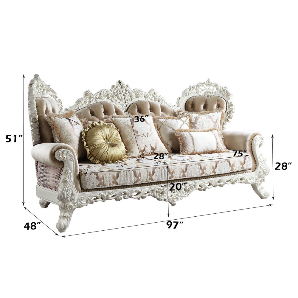 Vanaheim - Sofa With 7 Pillows - Fabric & Antique White, white, view 6