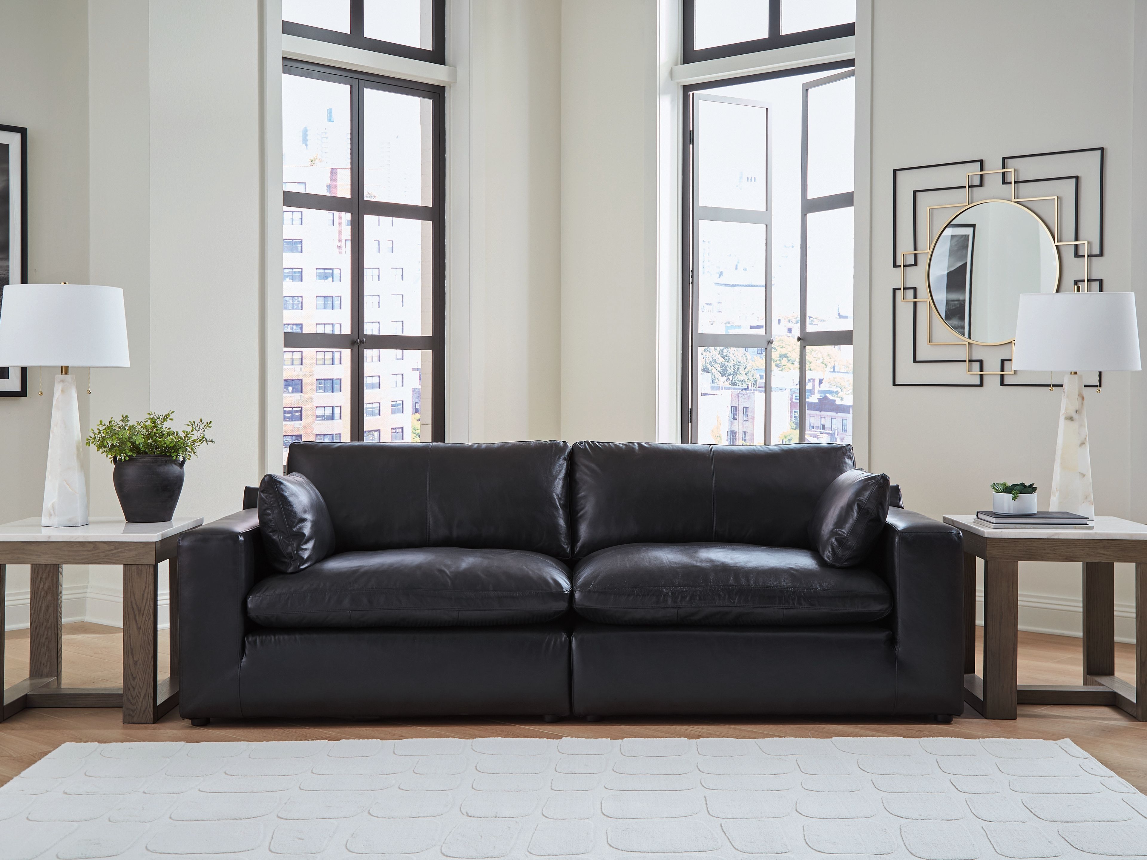 Ashley Furniture Emilia - 2-Piece Sectional Loveseat - Black - Image 2