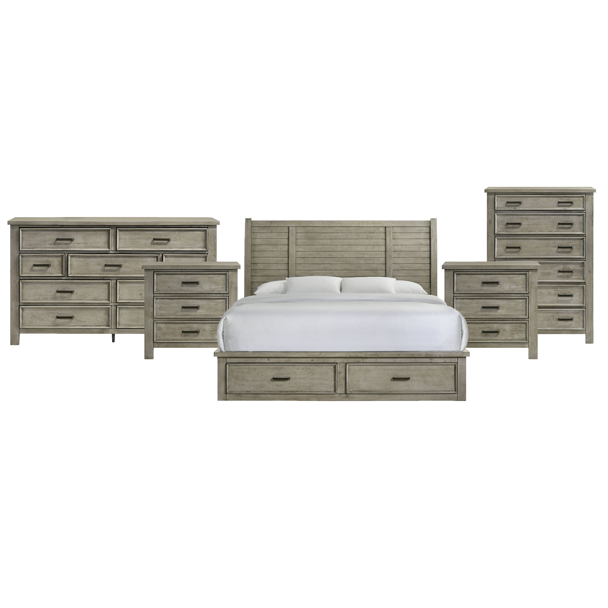 King · 5 Pc · Bedroom Set With 2 Nightstands, Dresser & Chest