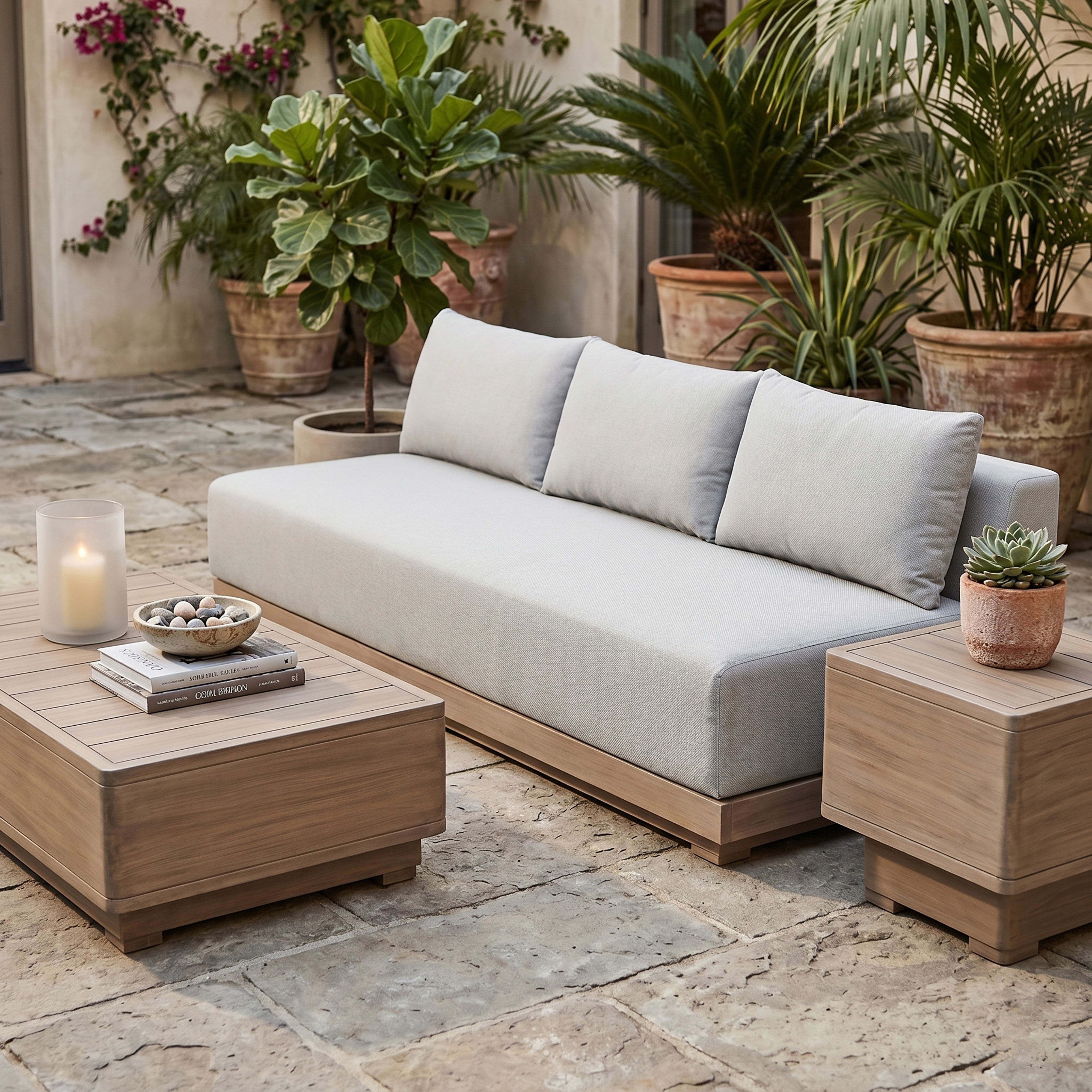 Solace - Olefin Performance Fabric Outdoor Patio Modular Sofa - Gray