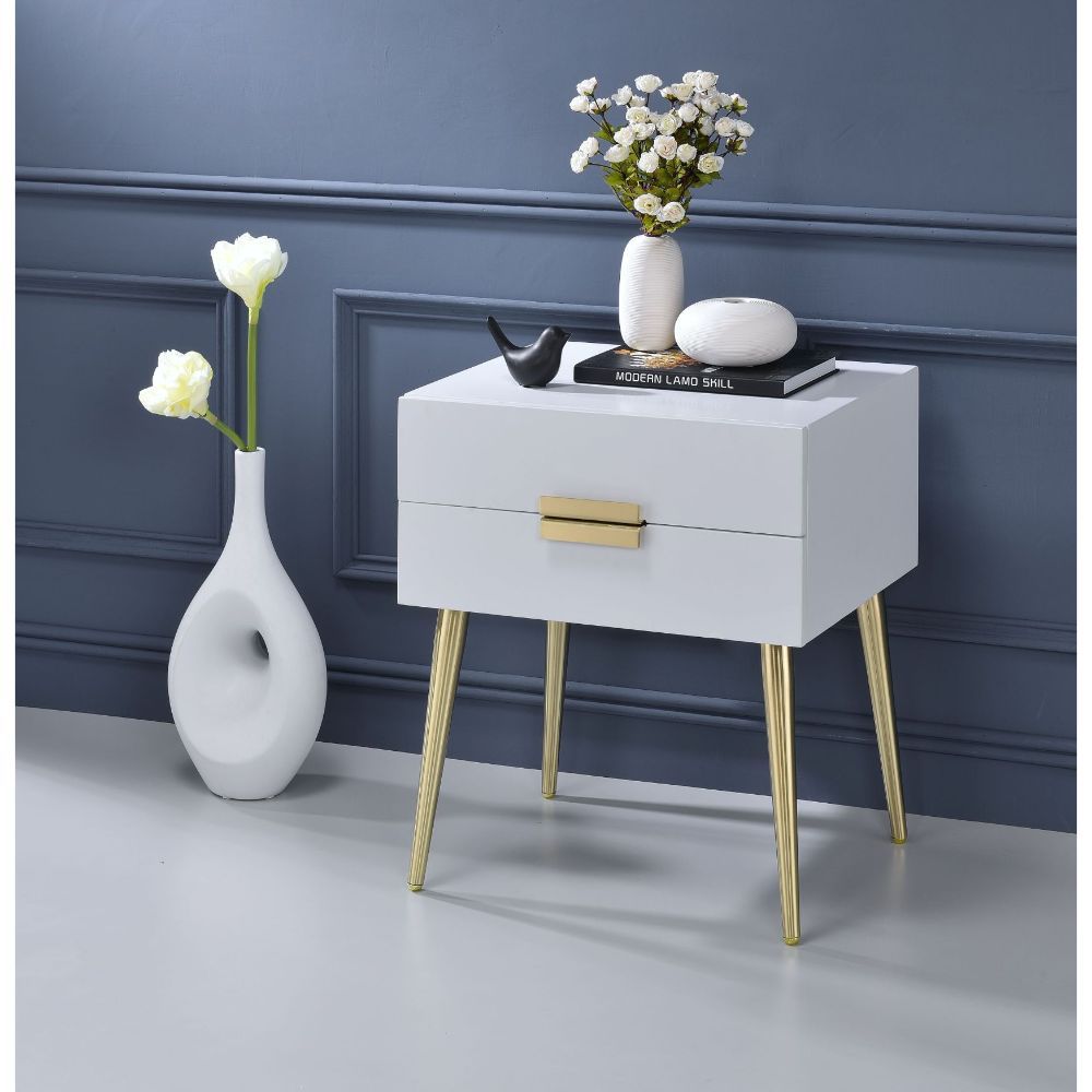 Denvor - End Table - White & Gold, white, view 5