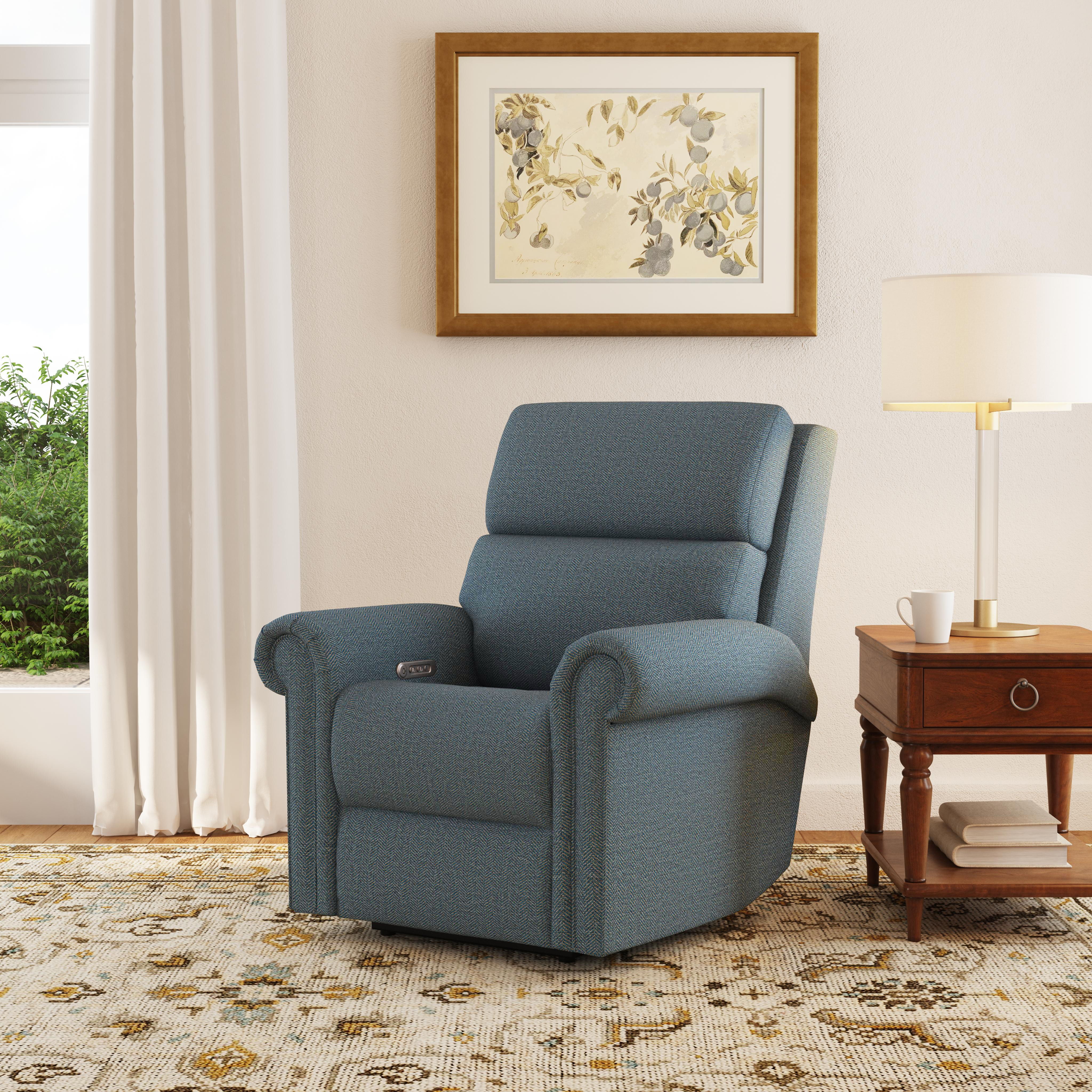 Bernard - Power Recliner With Power Headrest & Lumbar, blue