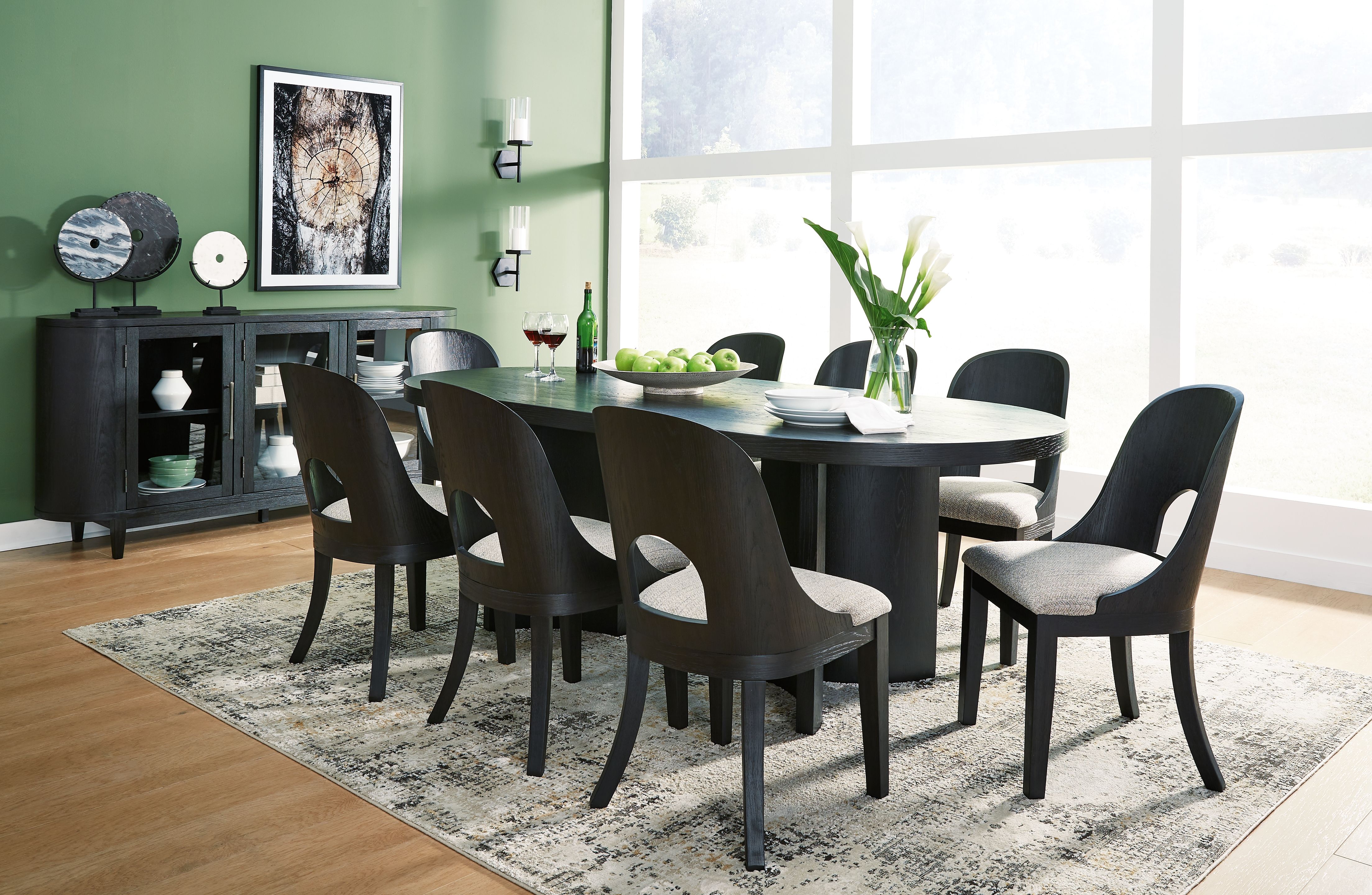 10 Pc · Dining Table, 8 Side Chairs, Server