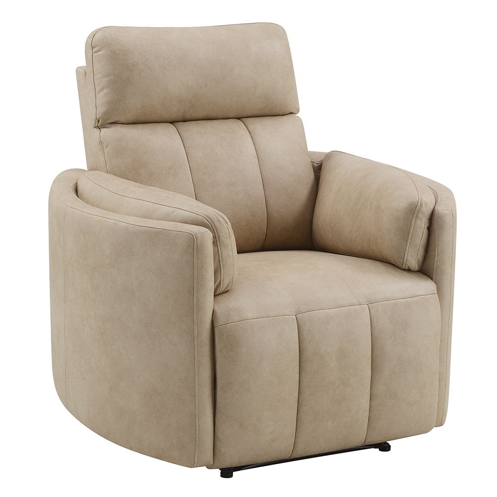 Elison - Motion Glider Recliner With Swivel - Dark Beige Polish Microfiber, beige, view 2