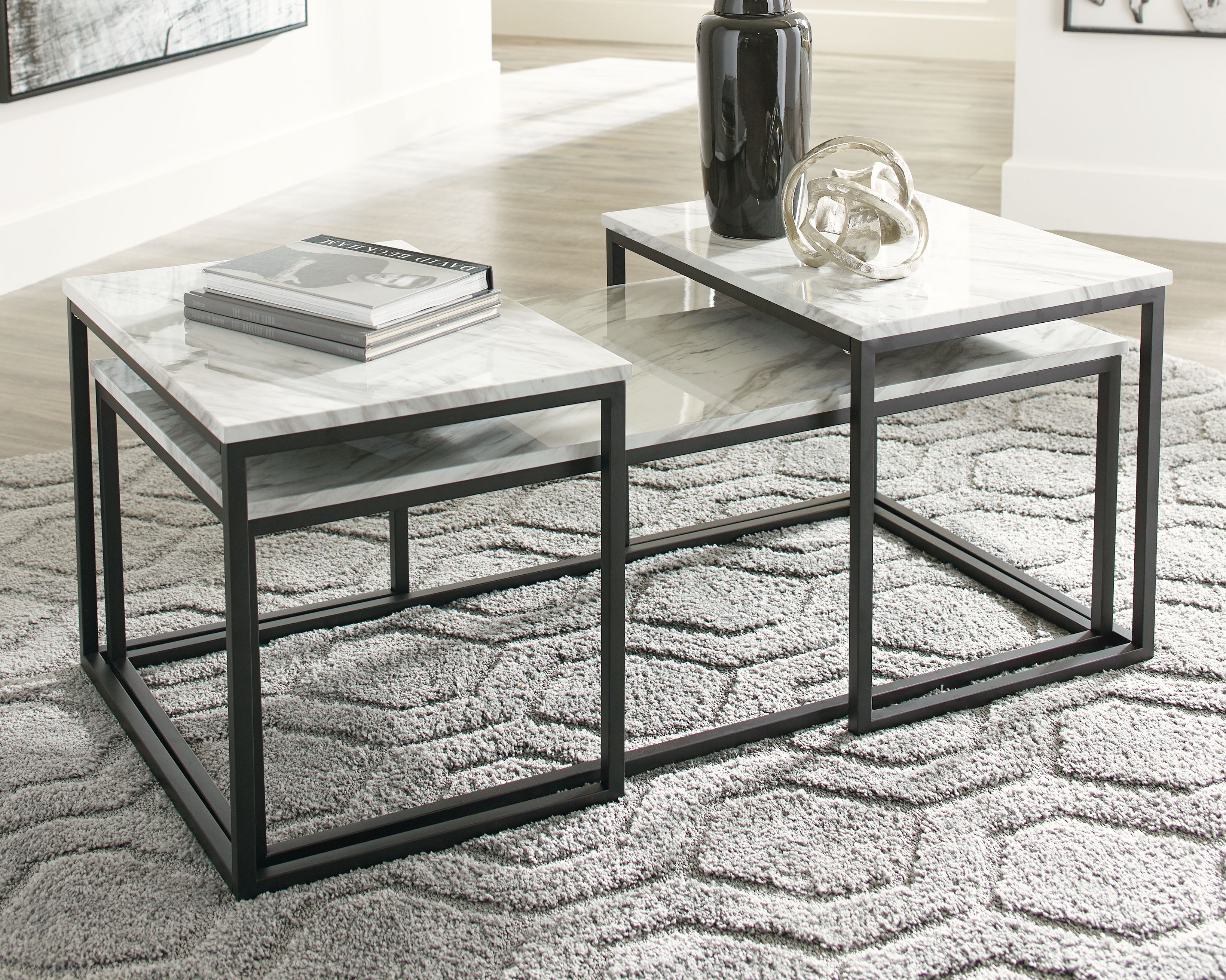 Ashley Furniture Donnesta - Occasional Table Set (Set of 3) - Gray / Black - Image 3
