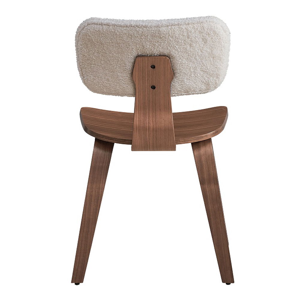 Casson - Side Chair (Set of 2) - White Boucle & Walnut, white, view 3