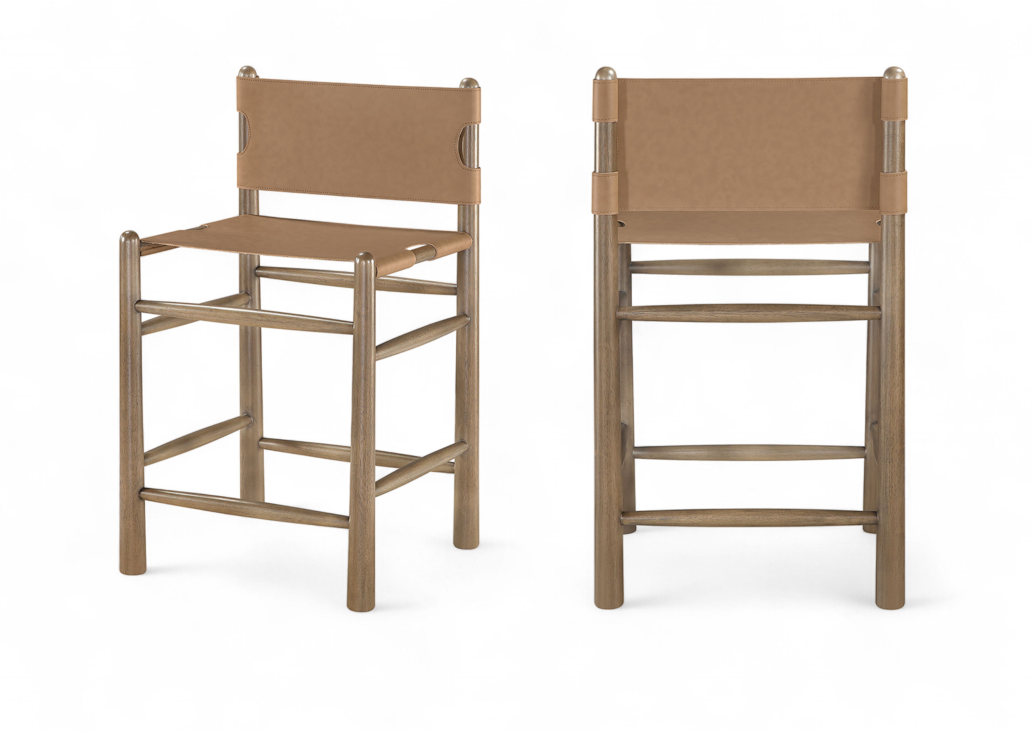 Santos - Vegan Leather Upholstered Counter Stool - Brown / Stained Brown