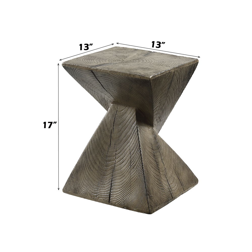 Zahi - Accent Table - Weathered Oak, bronze, view 3