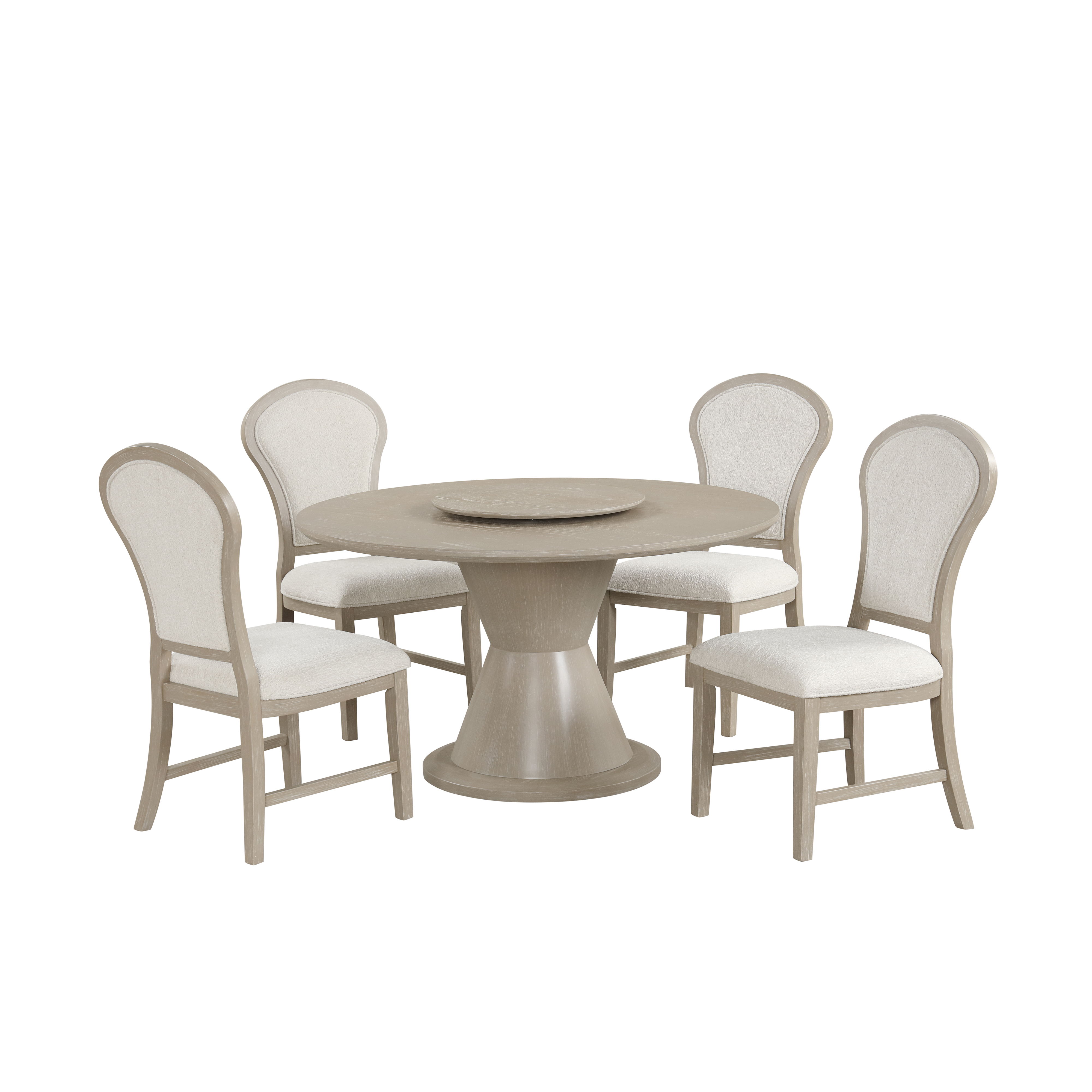 Gwendolyn - Round Dining Table With 4 Side Chairs - Beige / Natural