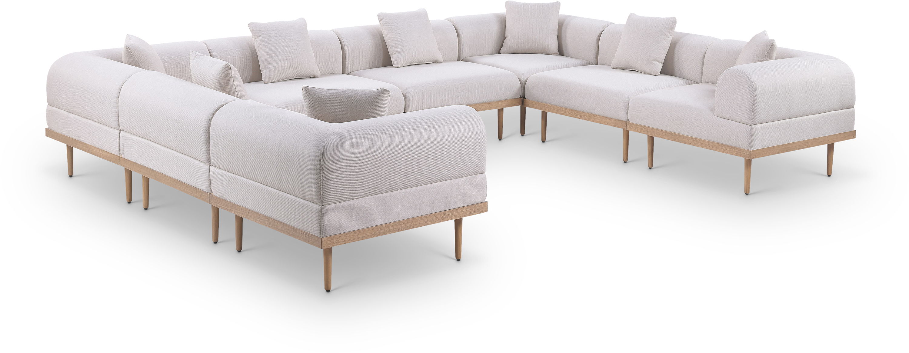 8 Pc · Resilient Water Resistant Fabric 142" Upholstered Outdoor Patio Modular Sectional