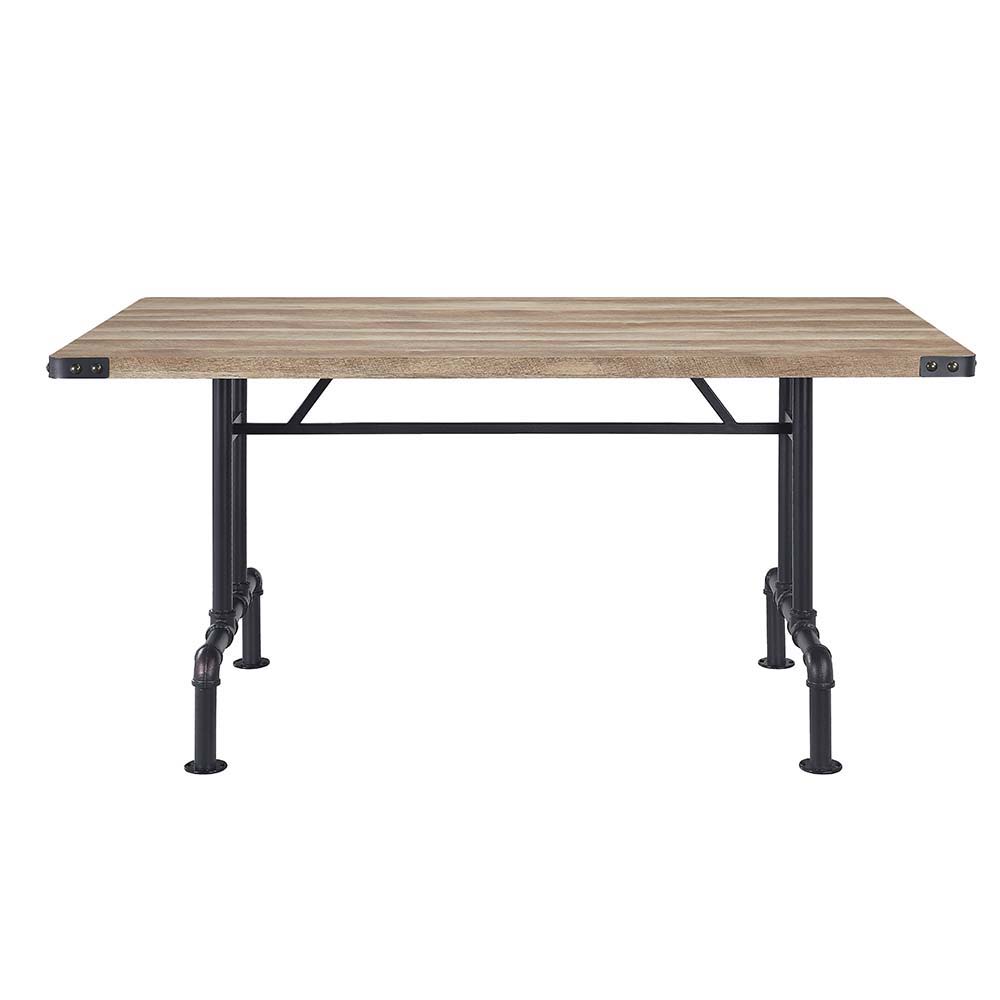 Edina - Dining Table - Oak & Sandy Black, light brown