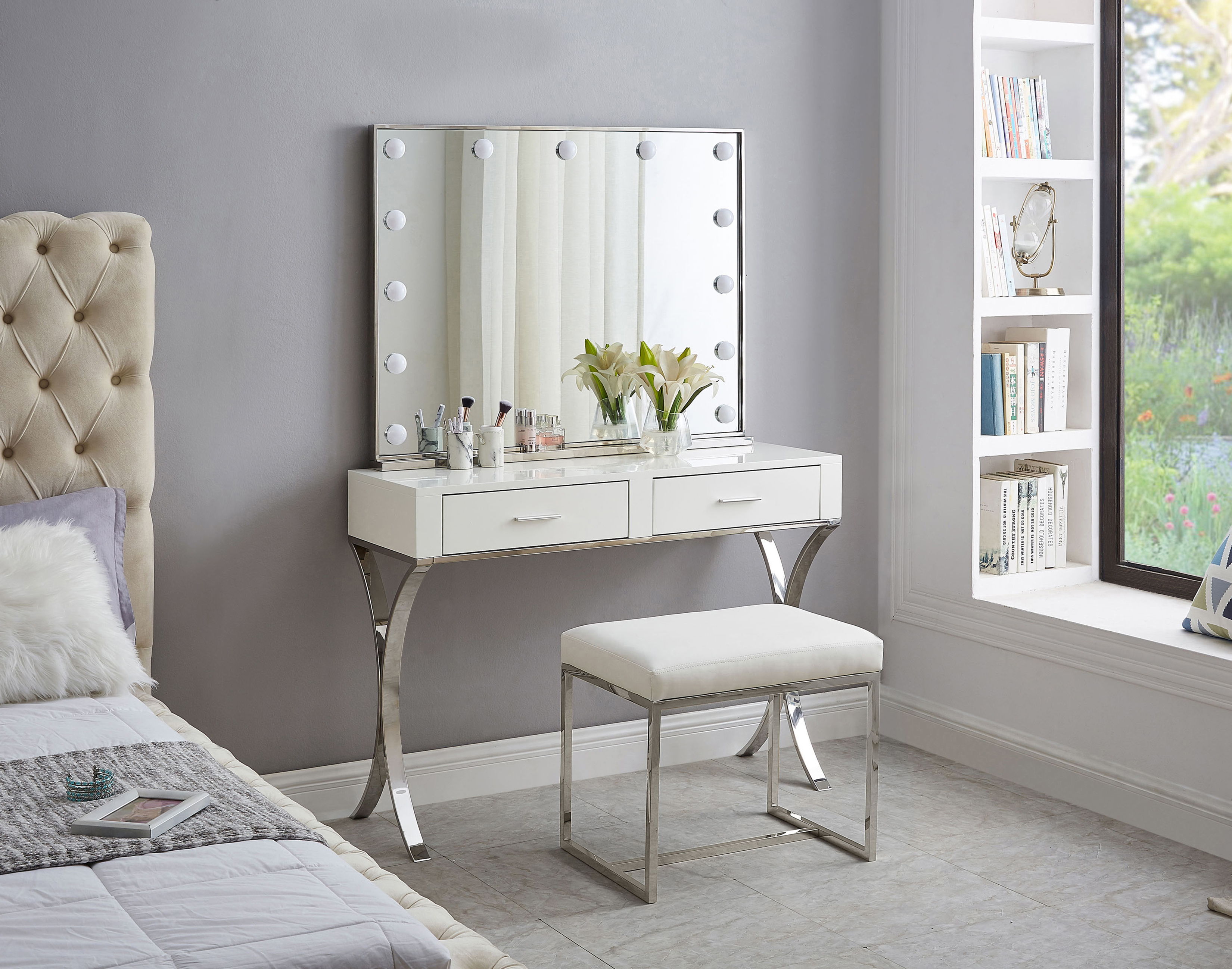 Monroe - Ottoman / Stool - Chrome