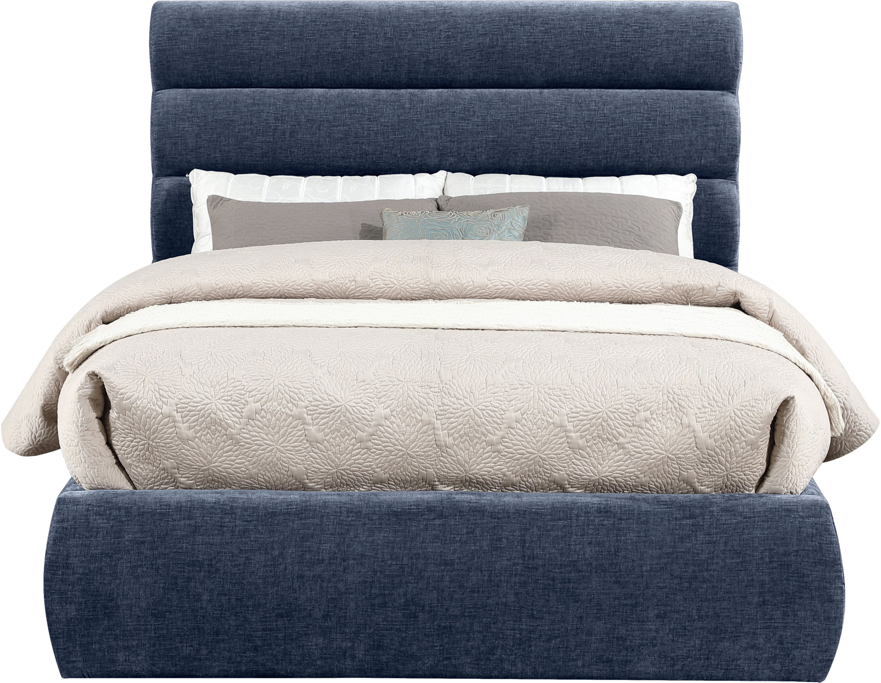 Adam - Chenille Fabric Full Bed With 52" Headboard - Navy