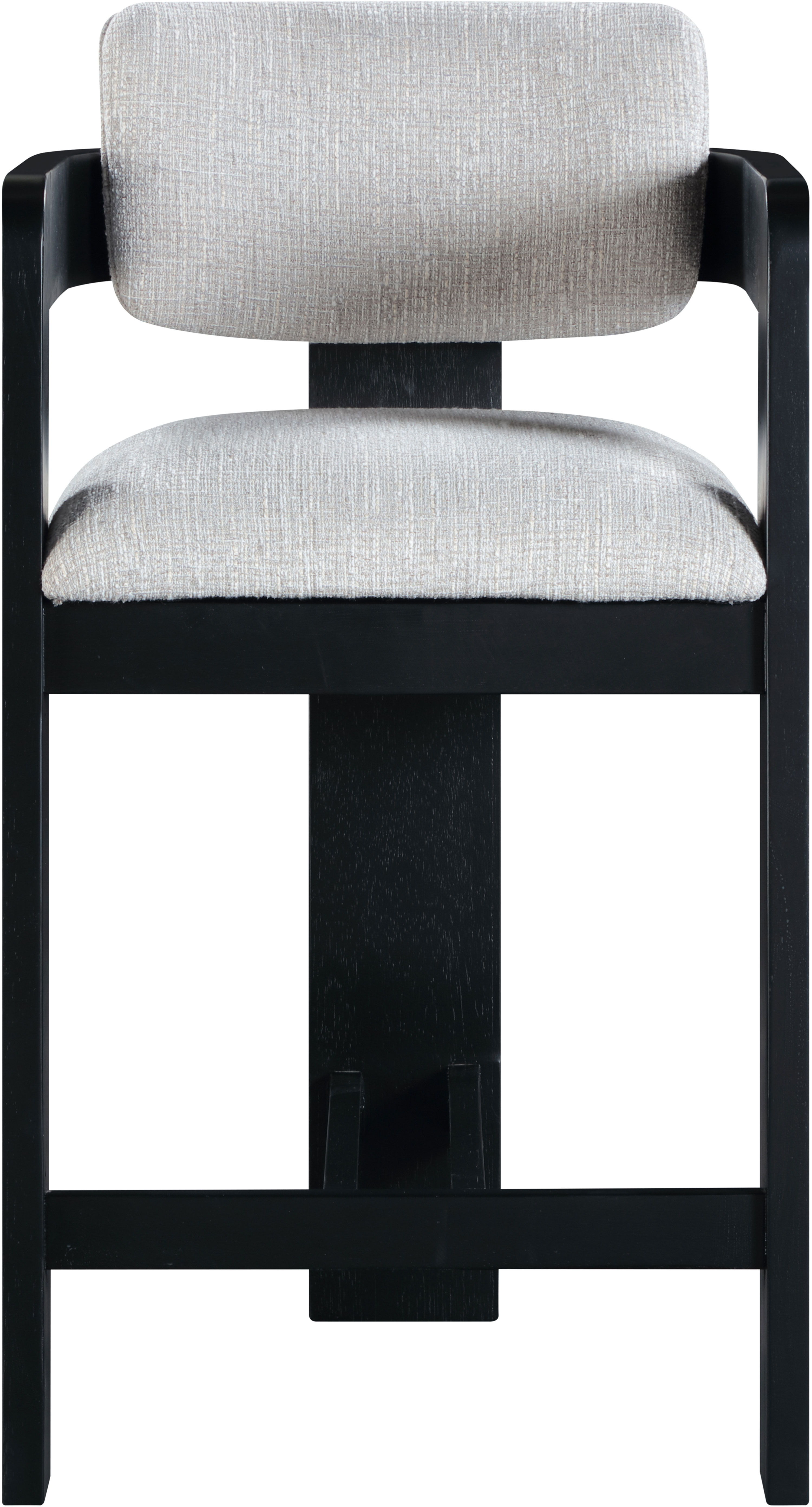 Sacha - Linen Stool With Black Base - Gray