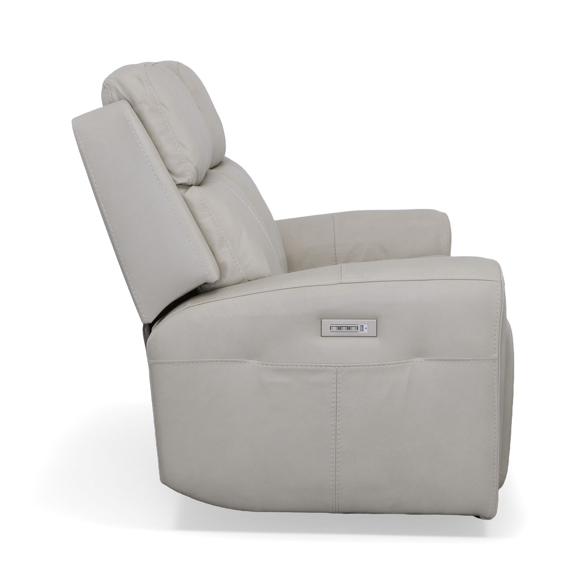 Barnett - Power Reclining Loveseat With Power Headrests & Lumbar - Timber, light gray, view 4