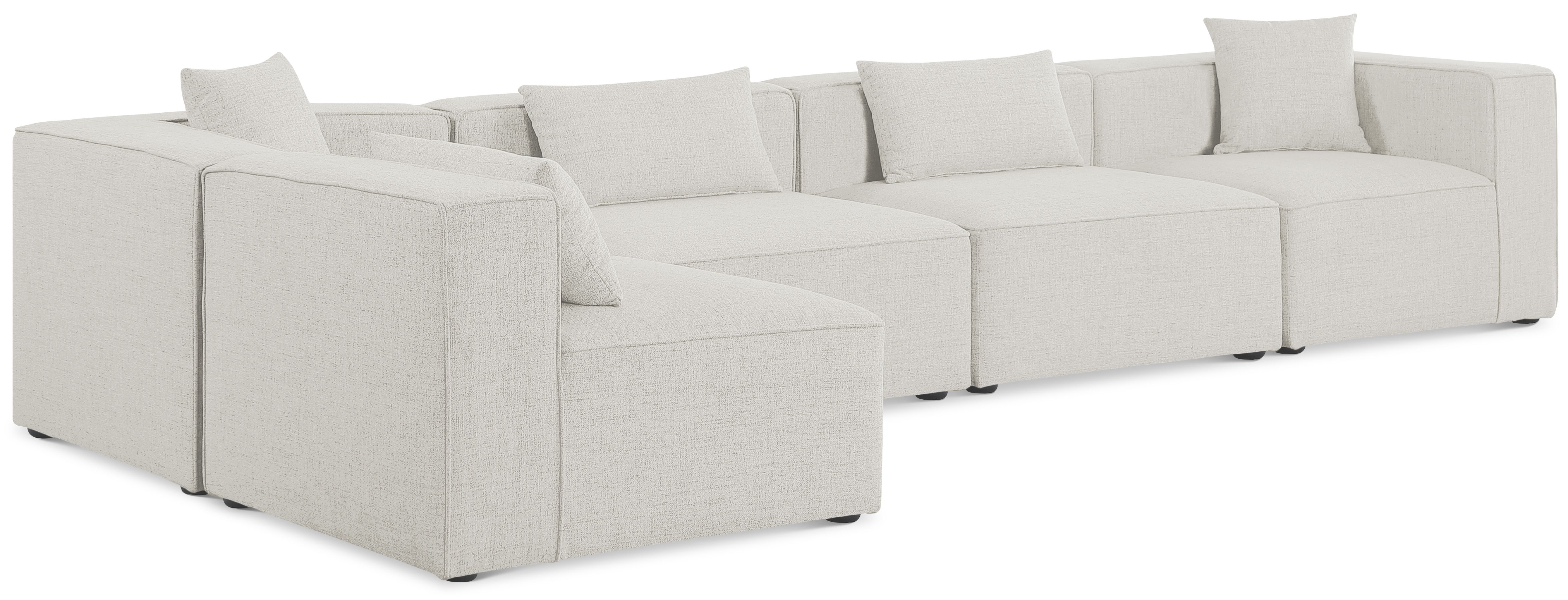 Cube - Linen 5 Piece Modular Sectional - Cream