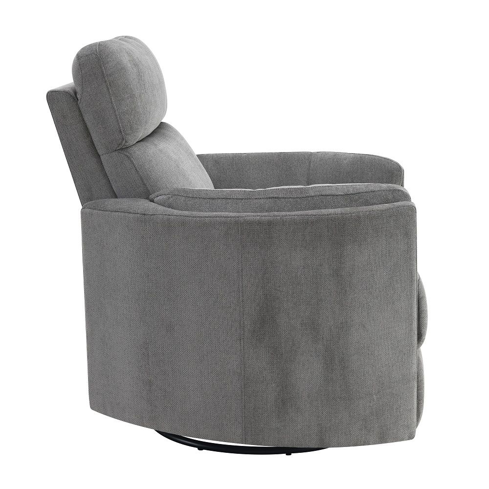 Sagen - Recliner With Swivel & Glider - Charcoal Chenille, dark gray, view 3