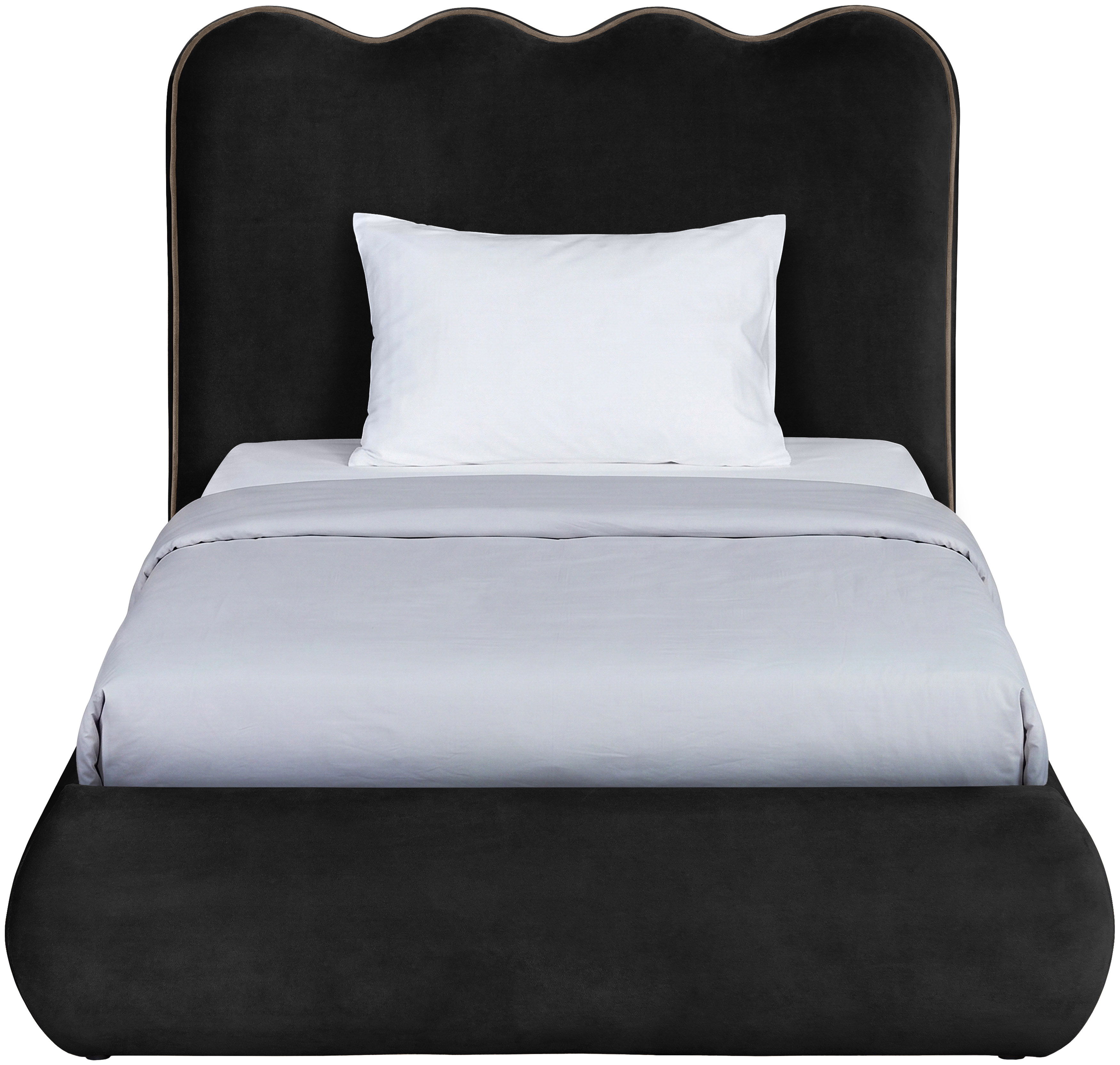 Tempo - Velvet Upholstered Twin Bed - Black