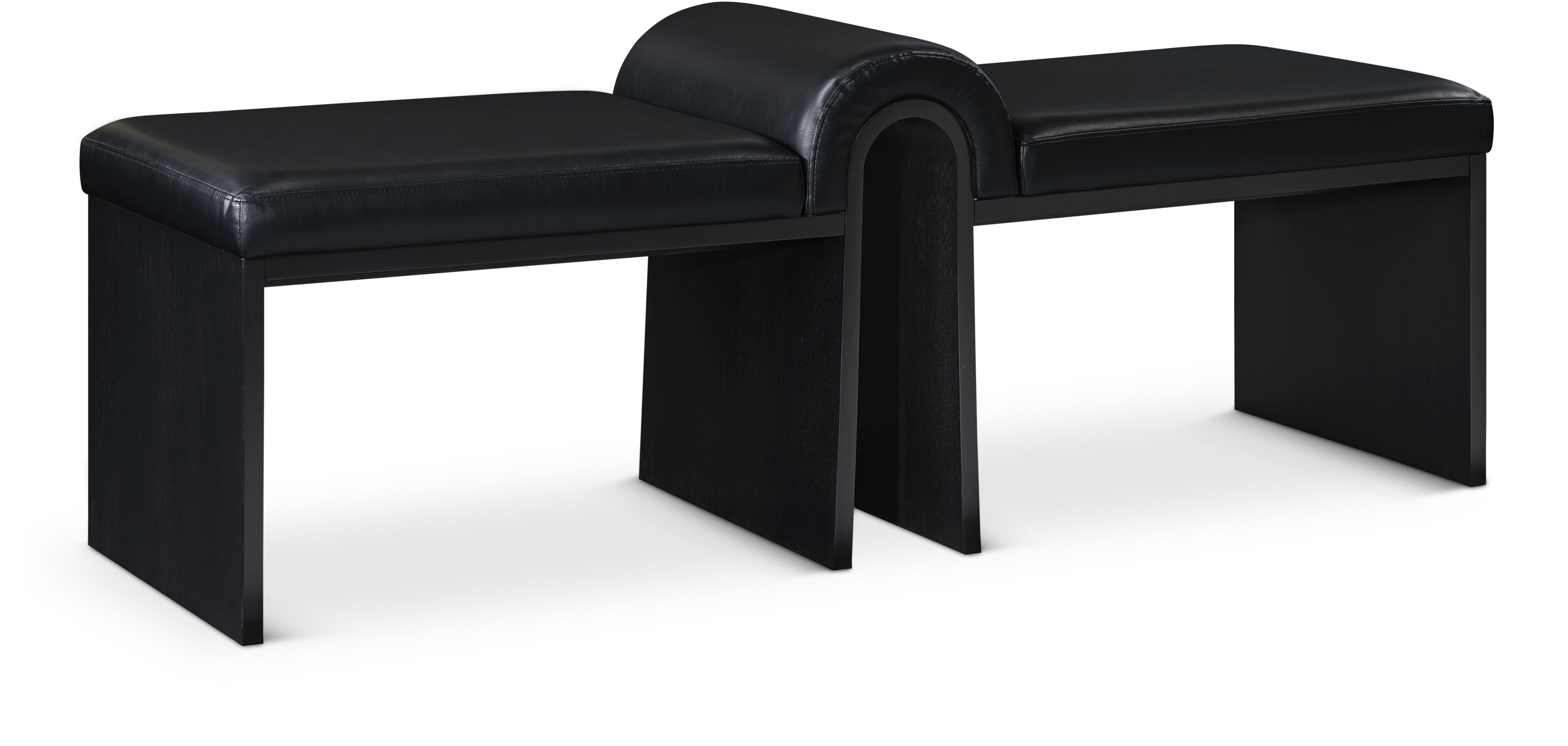 Delphine - Vegan Leather Upholstered Bench - Black