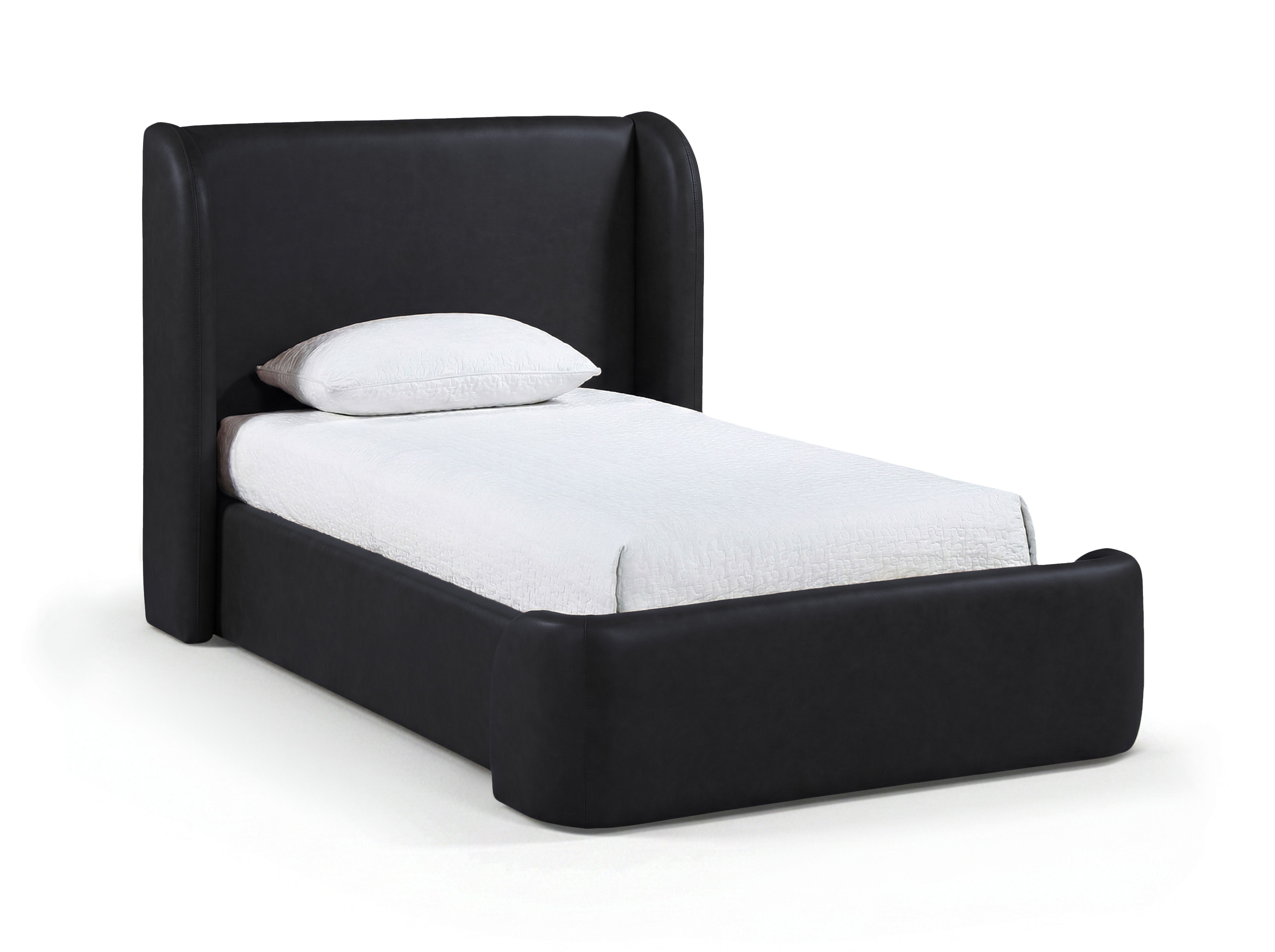Warby - Vegan Leather Upholstered Twin Bed - Black