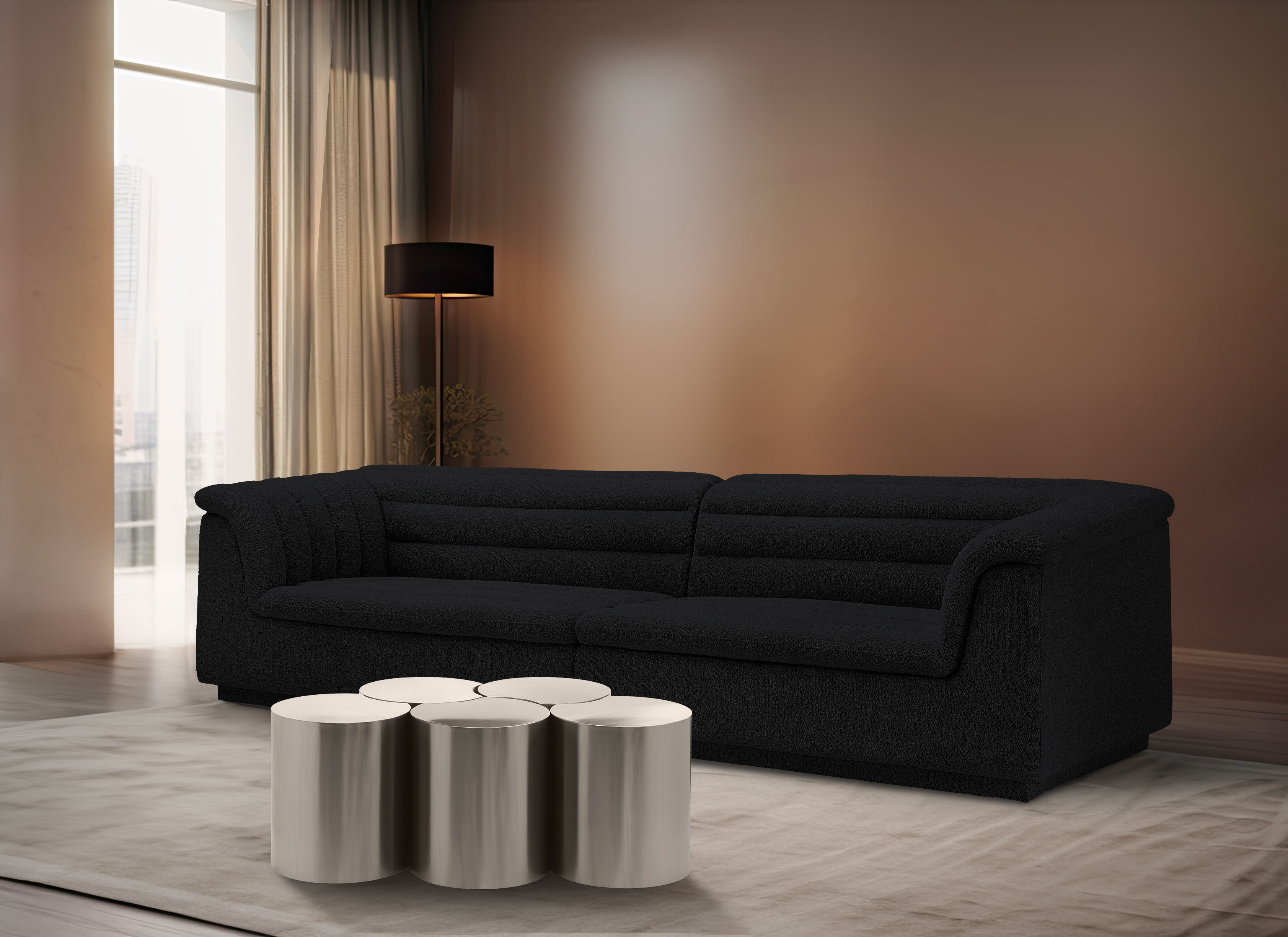 Dimple - 18" 5 Piece Modular Coffee Table - Silver