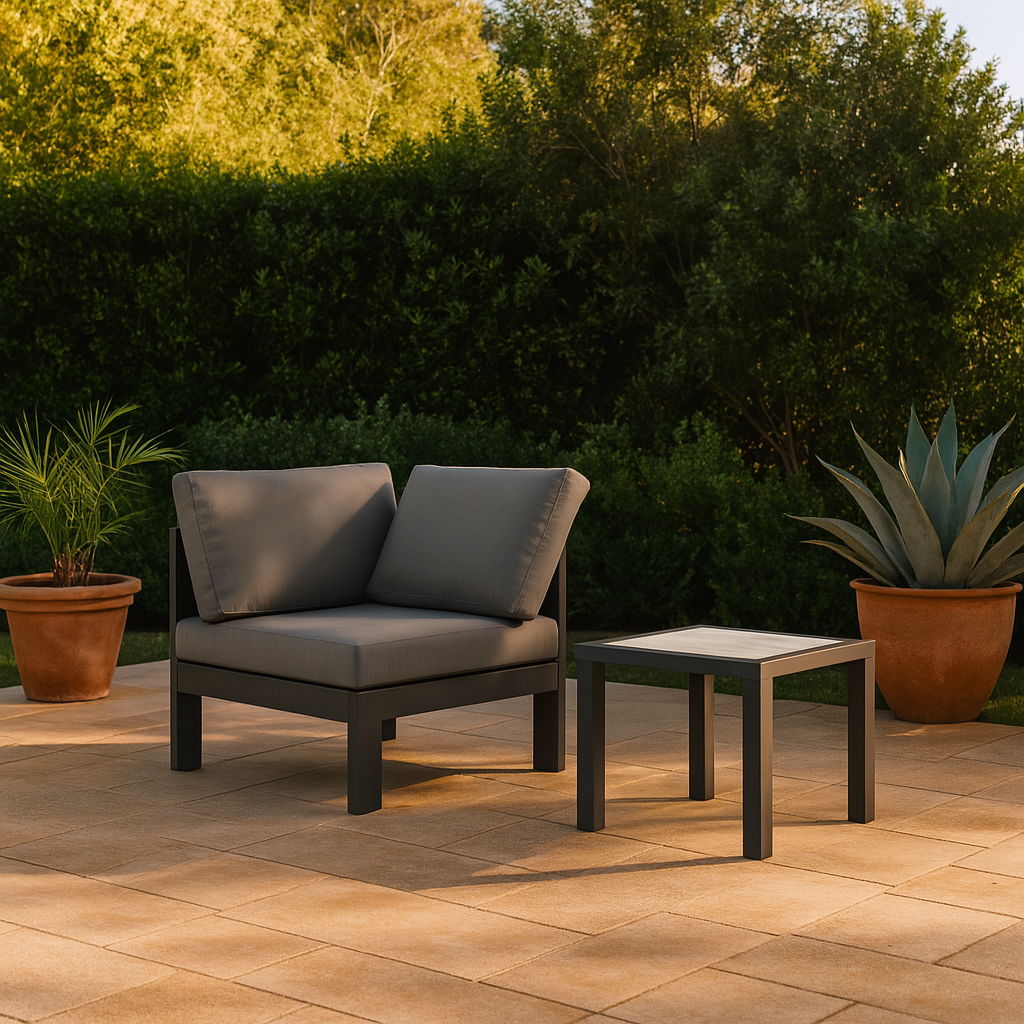 Nizuc - Outdoor Patio Corner Chair With Gray Base - Gray
