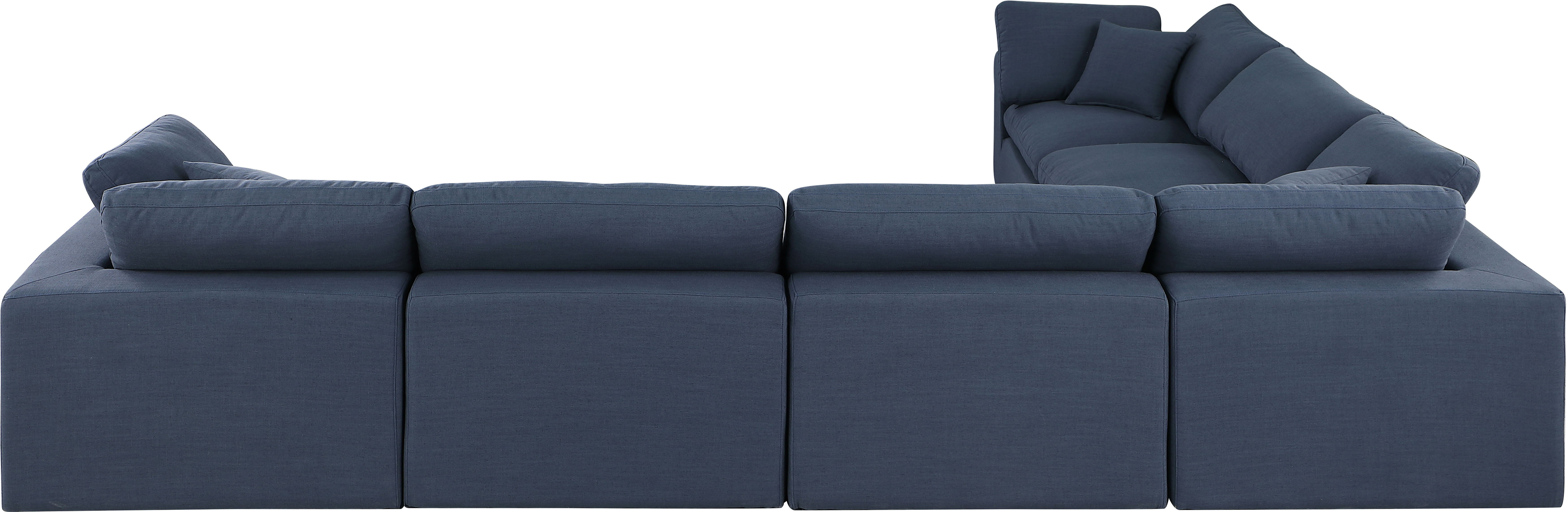 Comfy - 6 Piece Linen Modular Corner Sectional - Blue