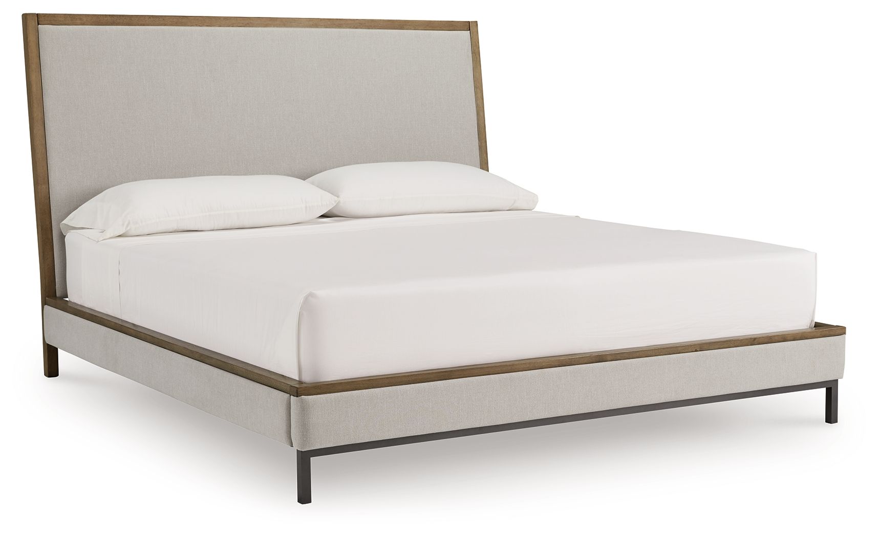 Ashley Furniture Tomtyn - 6 Pc. - Dresser, Mirror, King Upholstered Bed, 2 Nightstands - Light Brown - Image 7