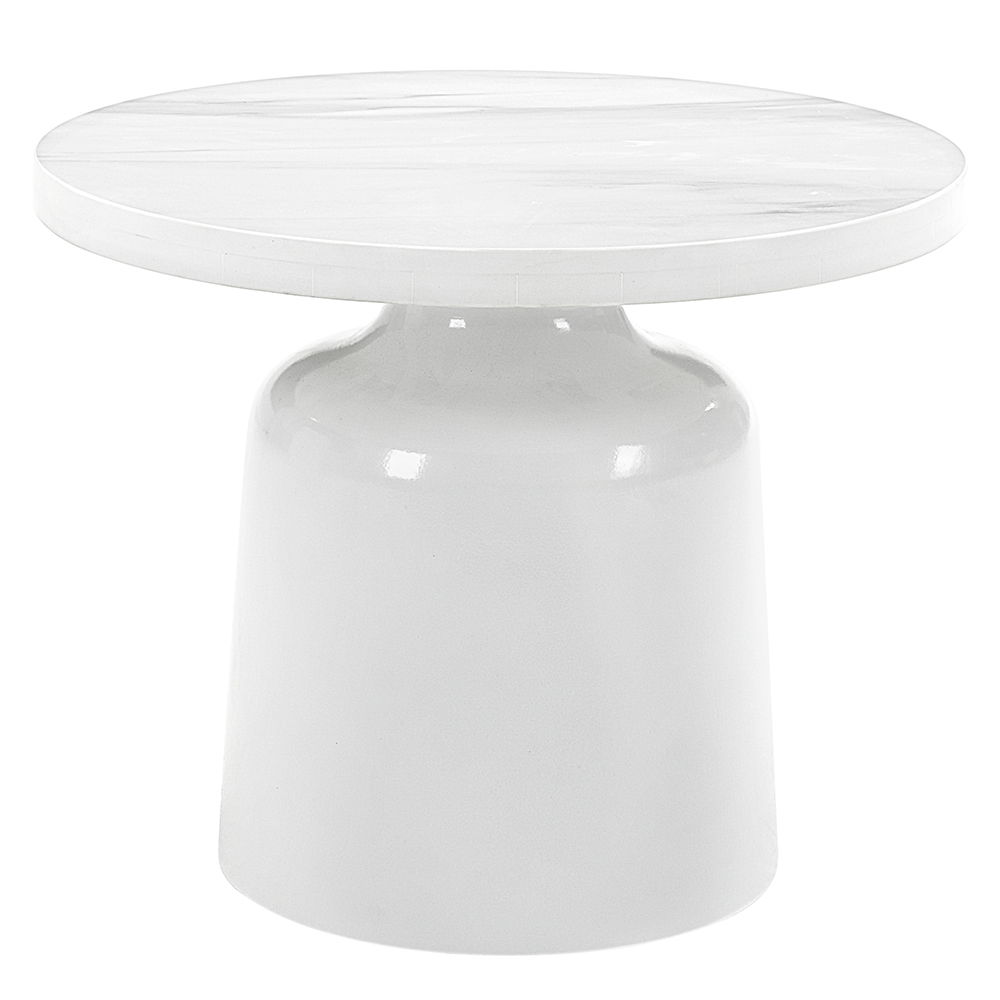 Zaid - End Table - Engineering Marble & White High Gloss, white