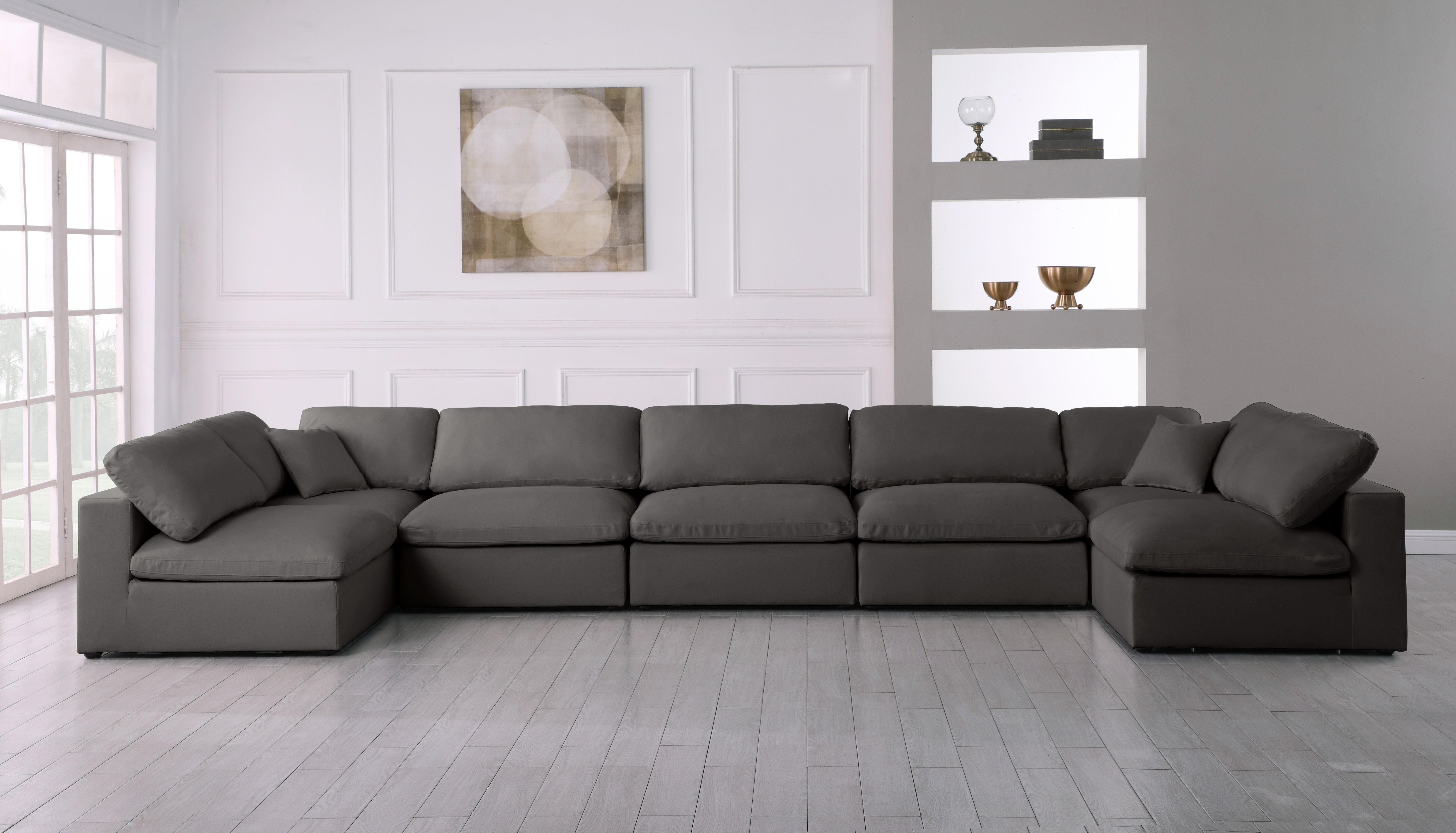 Plush - 7 Piece Modular U-Shaped Sectional - Gray