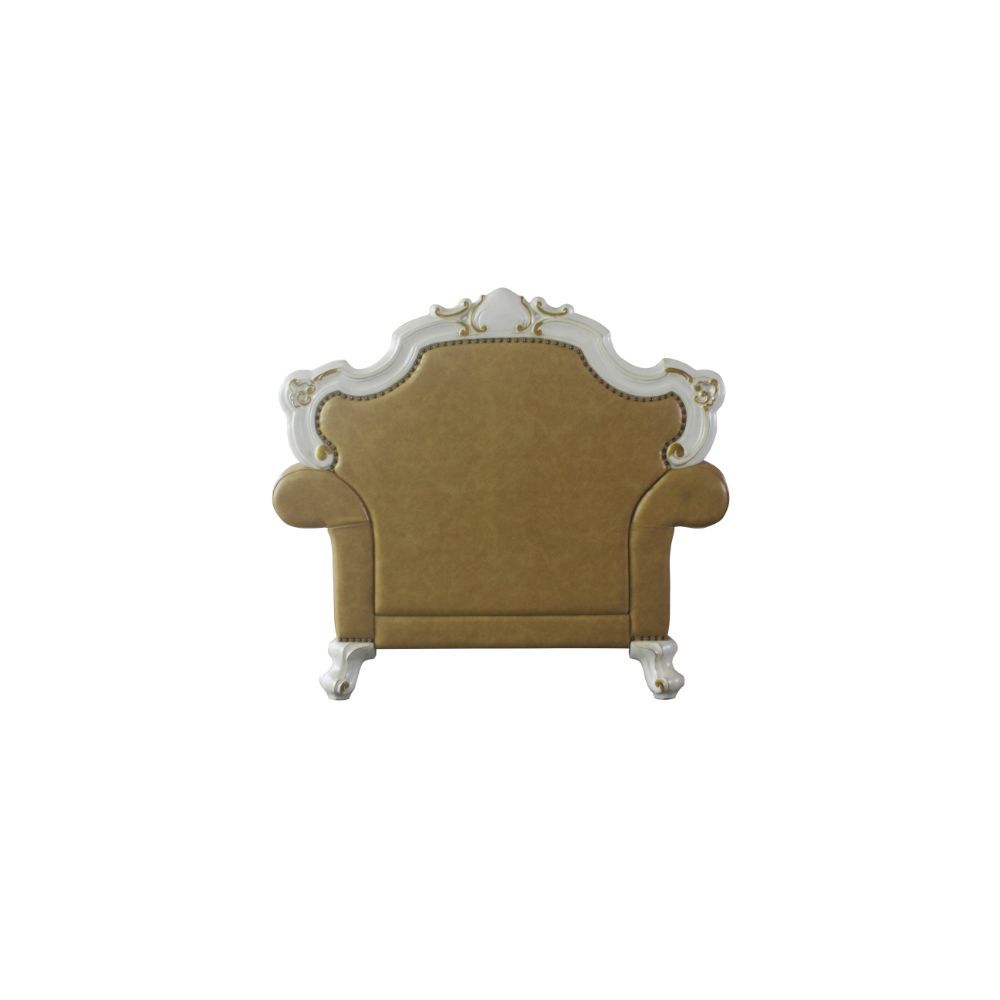 Picardy - Chair With Pillow - Butterscotch Synthetic Leather & Antique Pearl, beige, view 3