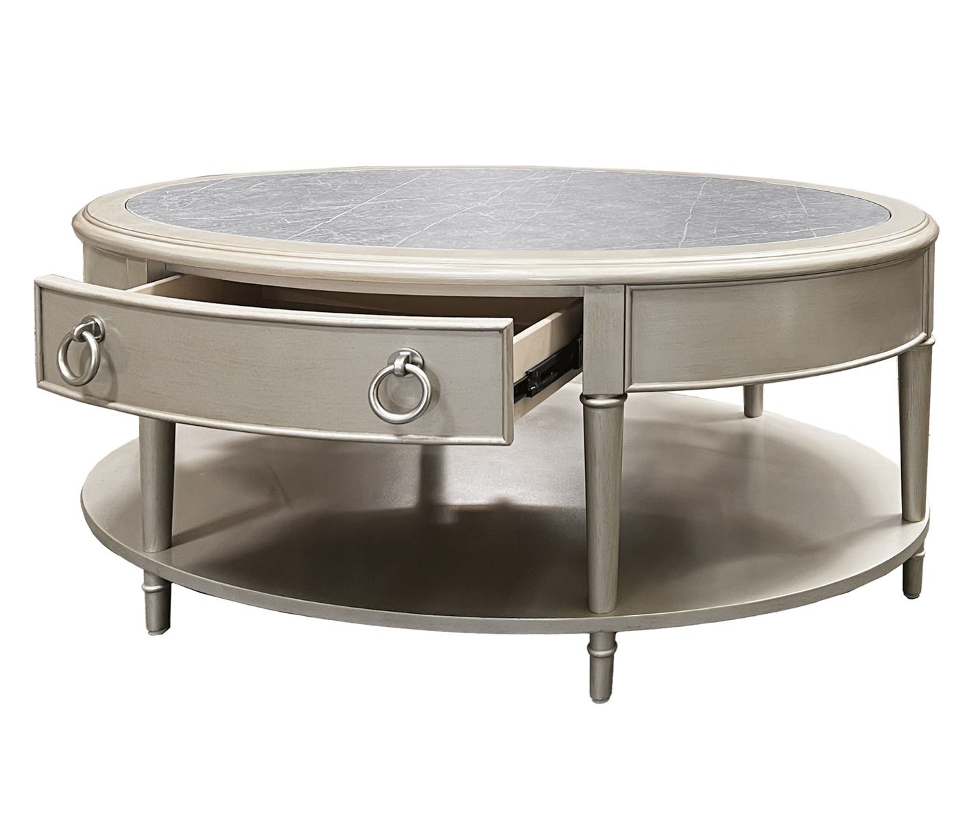 Kasa - Coffee Table - Sintered Stone Top & Champagne, white, view 2