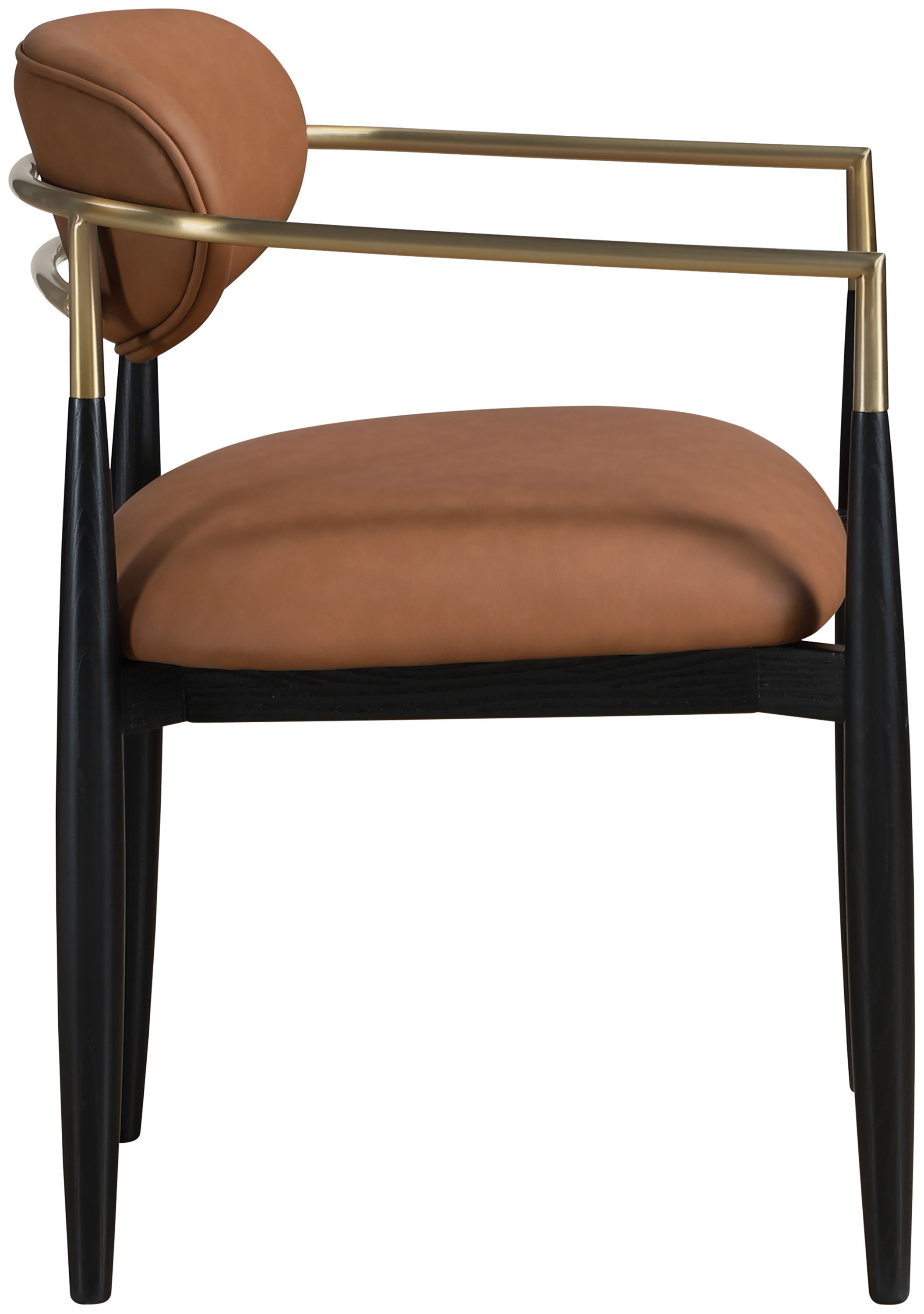 Riccio - Vegan Leather Upholstered Dining Arm Chair (Set of 2) - Cognac