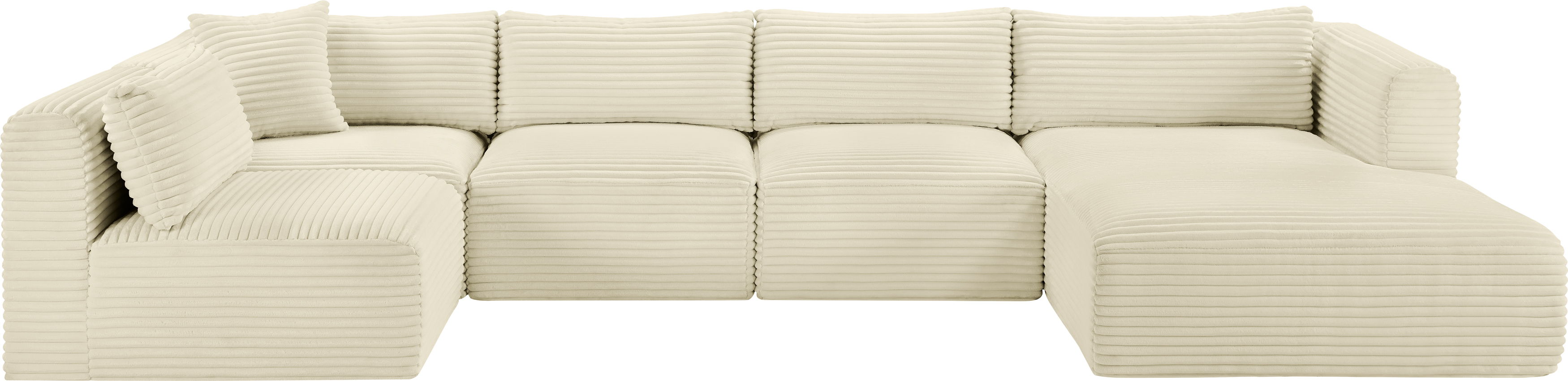 Shaggy - 5 Piece Modular U-Shaped Sectional - Cream