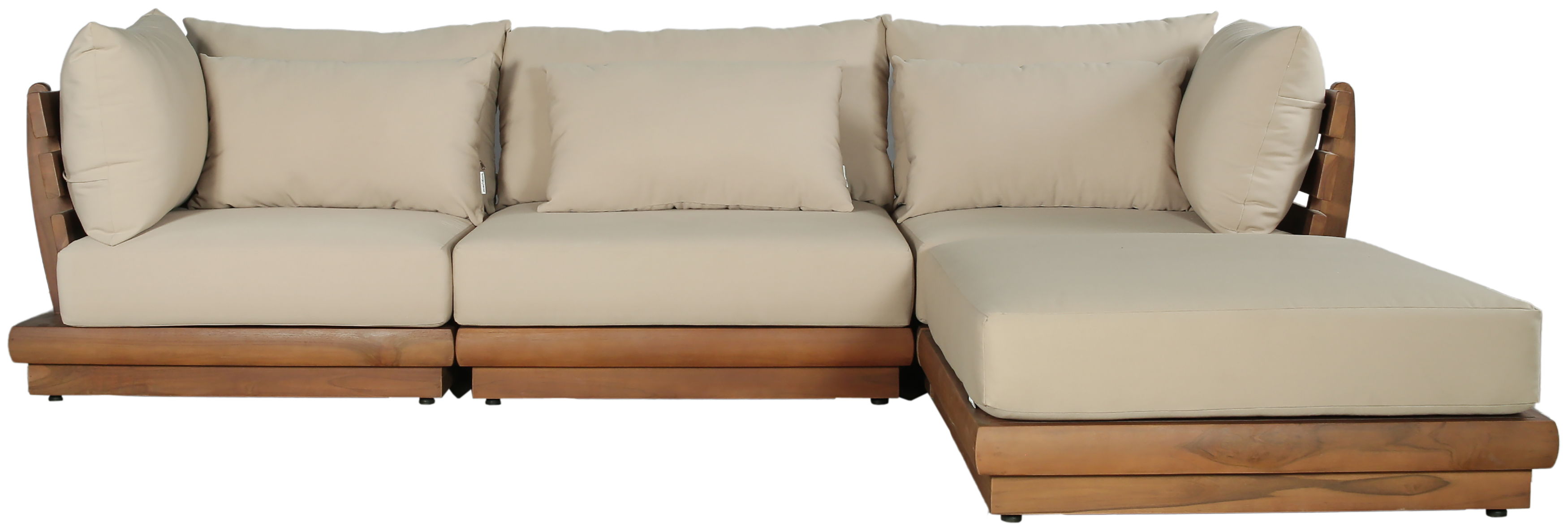 Mirella - 4 Piece Water Resistant Fabric 113" Outdoor Patio Modular Sectional - Tan