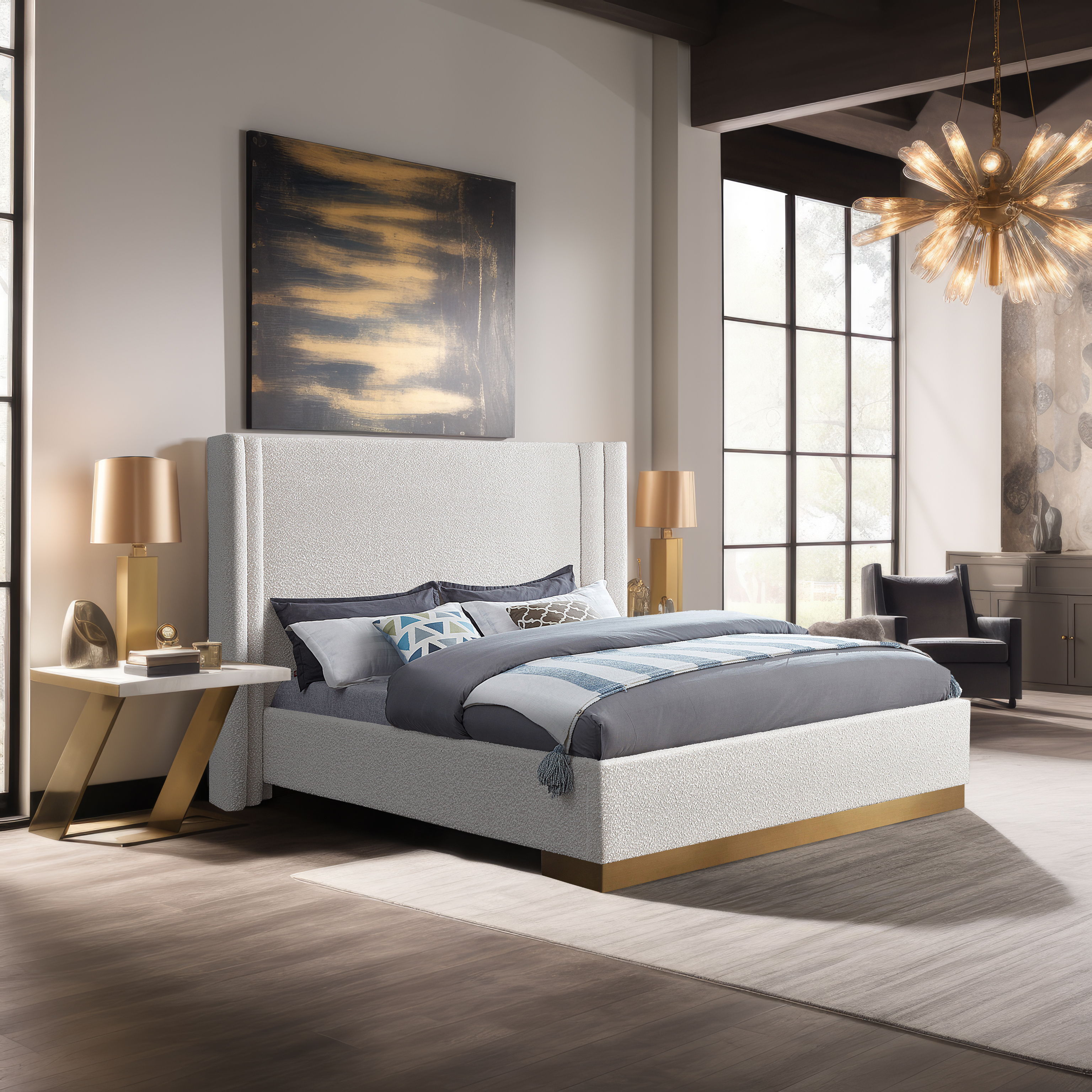 Halton - King Bed - Cream