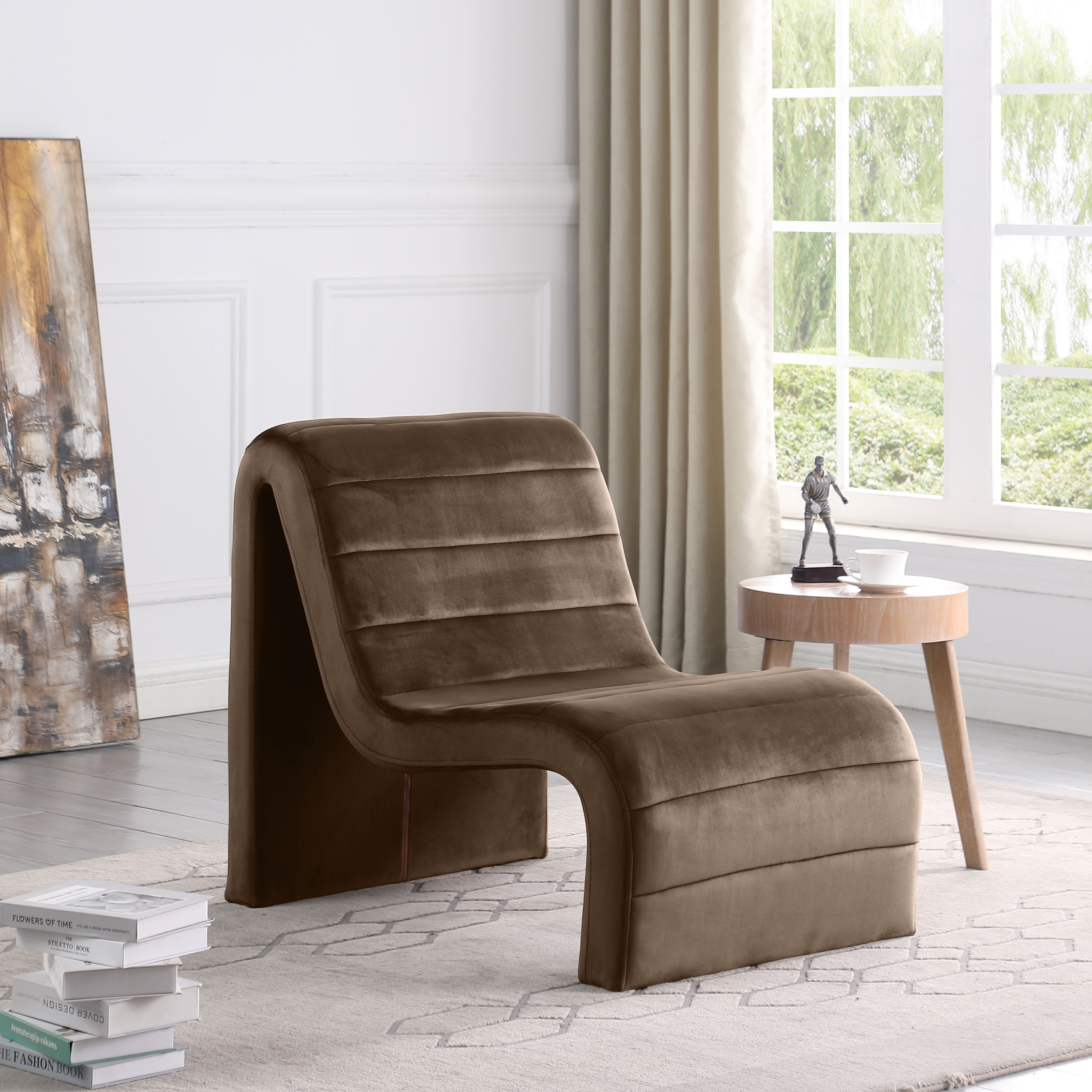 Ivy - Velvet Accent Chair - Brown