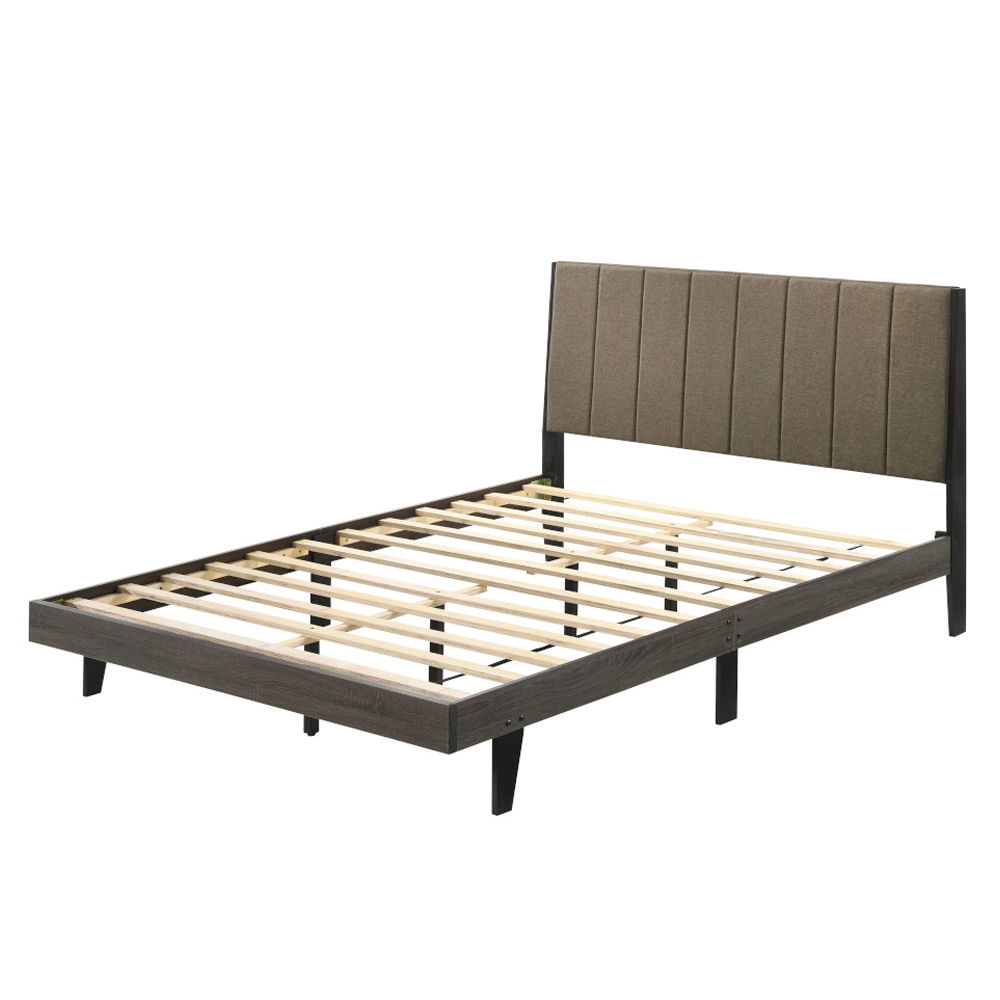 Valdemar - Queen Bed - Brown Fabric & Weathered Gray, dark brown, view 2