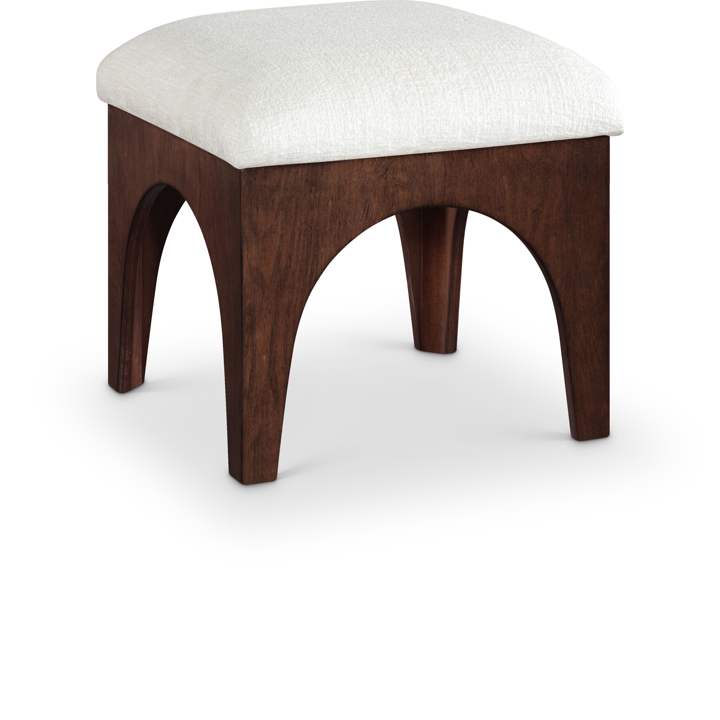 Lawson - Chenille Fabric Upholstered Ottoman - Cream