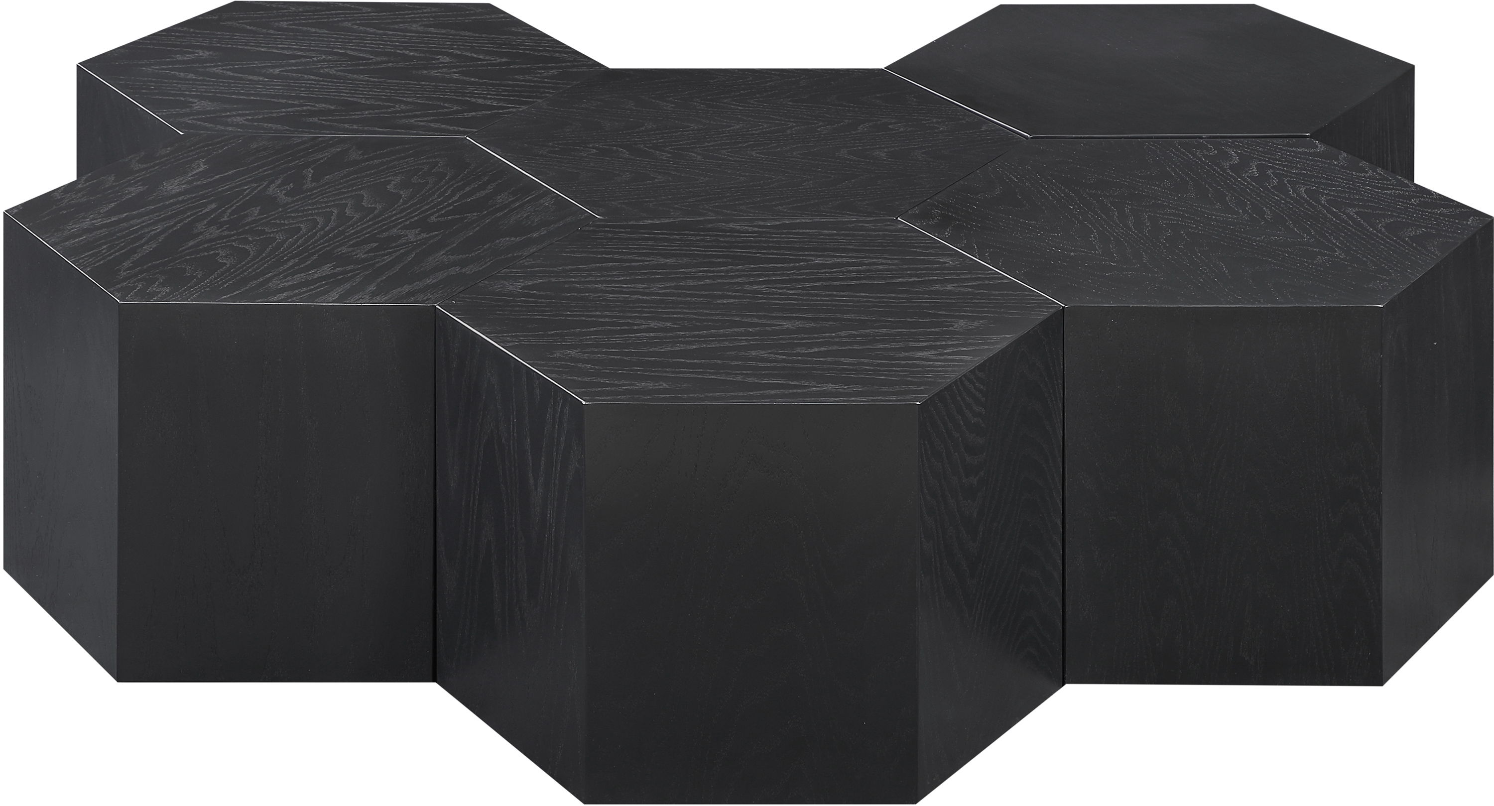Eternal - 7 Piece Oak Wood Modular Coffee Table - Black