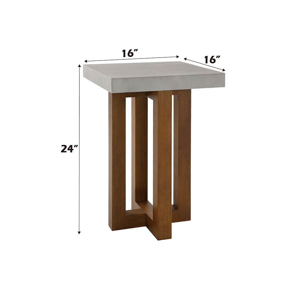 Keven - End Table - Faux Concrete Top & Walnut, light brown, view 4