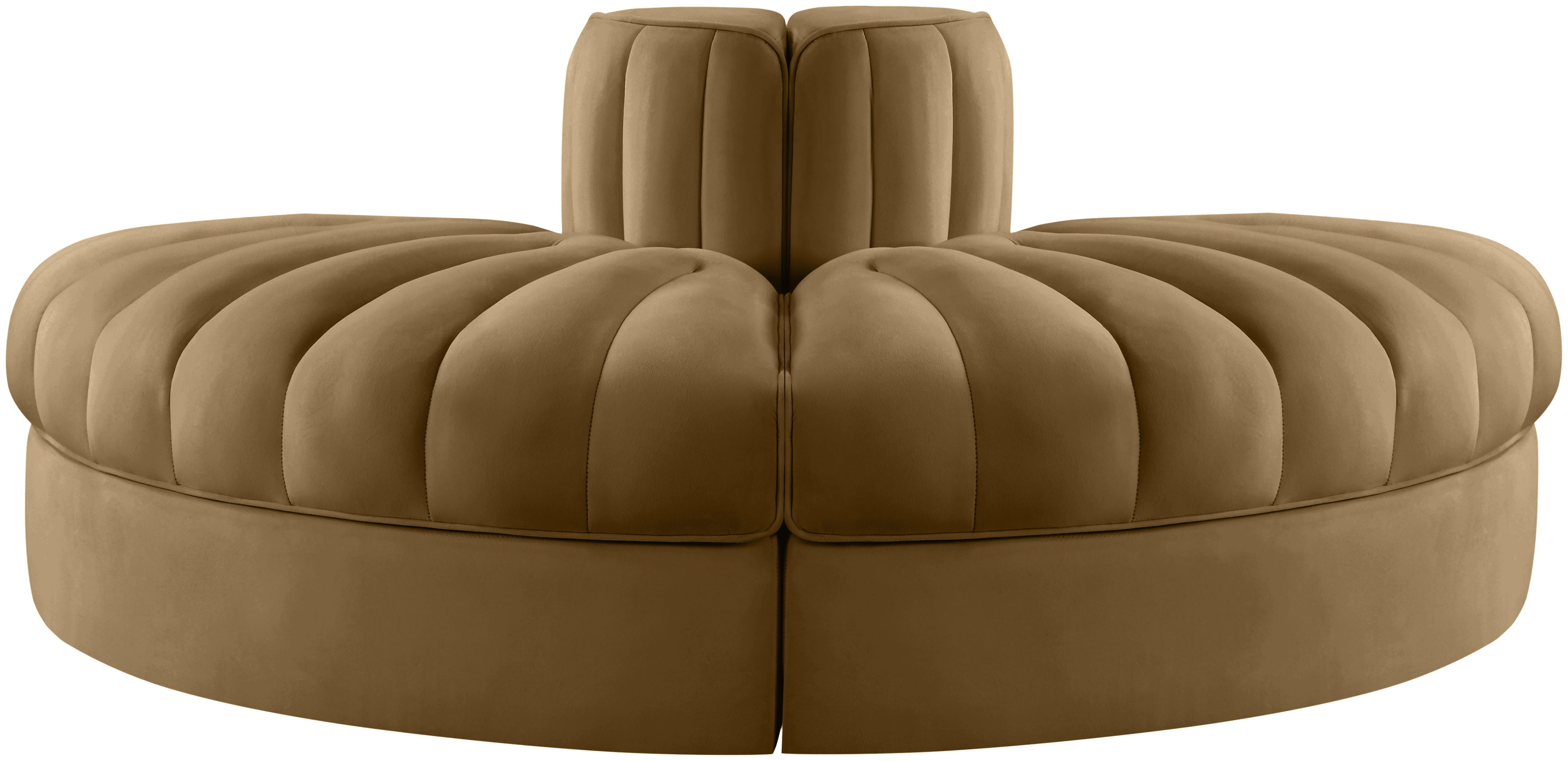 Rummi - Velvet Performance Fabric Upholstered 2 Piece Modular Loveseat - Saddle