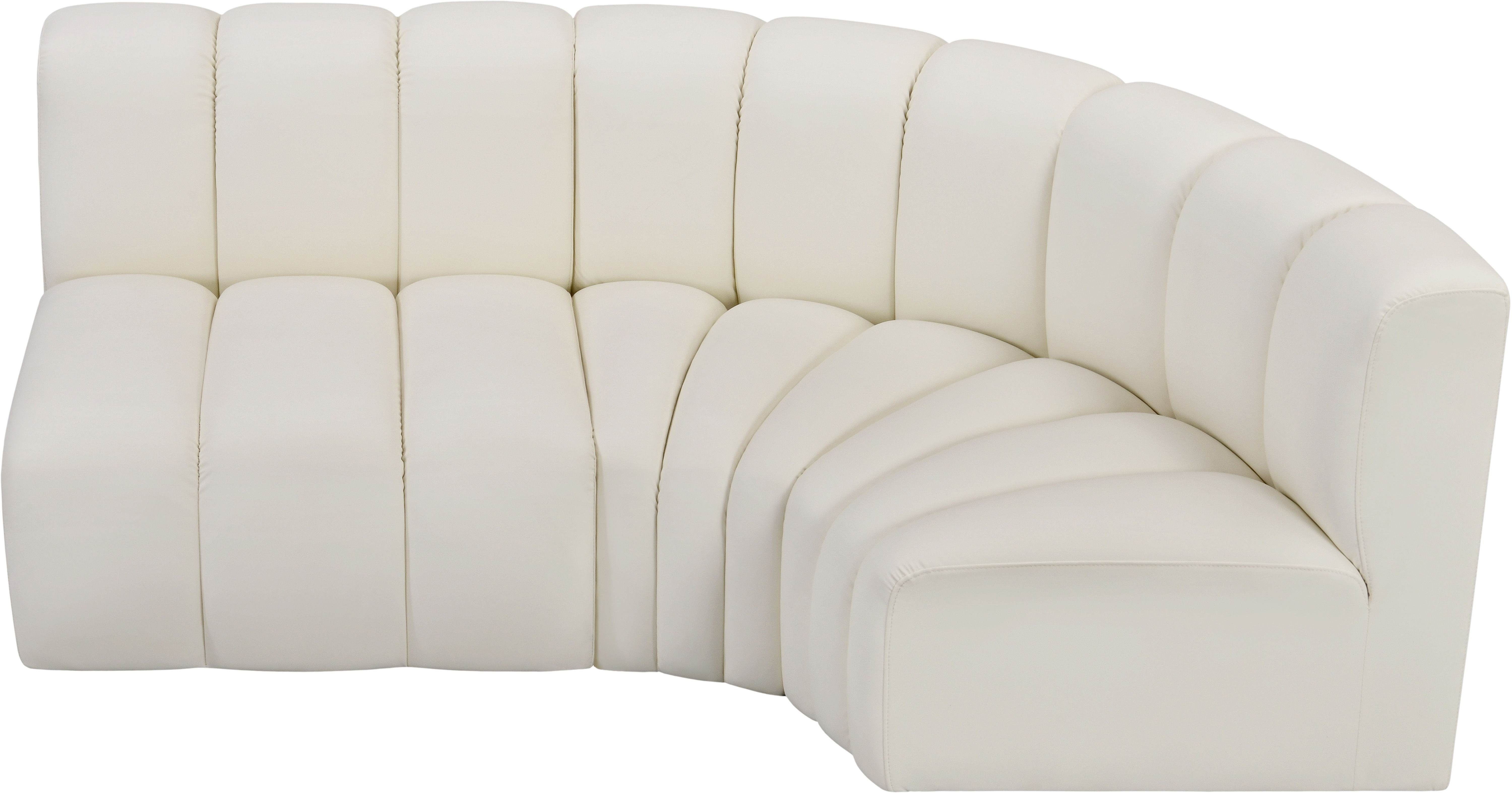 Arc - Faux Leather 3 Piece Sofa - Cream